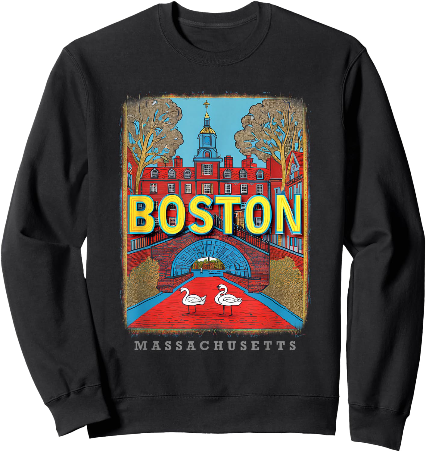 Boston Massachusetts MA Historic Beacon SD599 Sweatshirt - Sweatshirt | Black