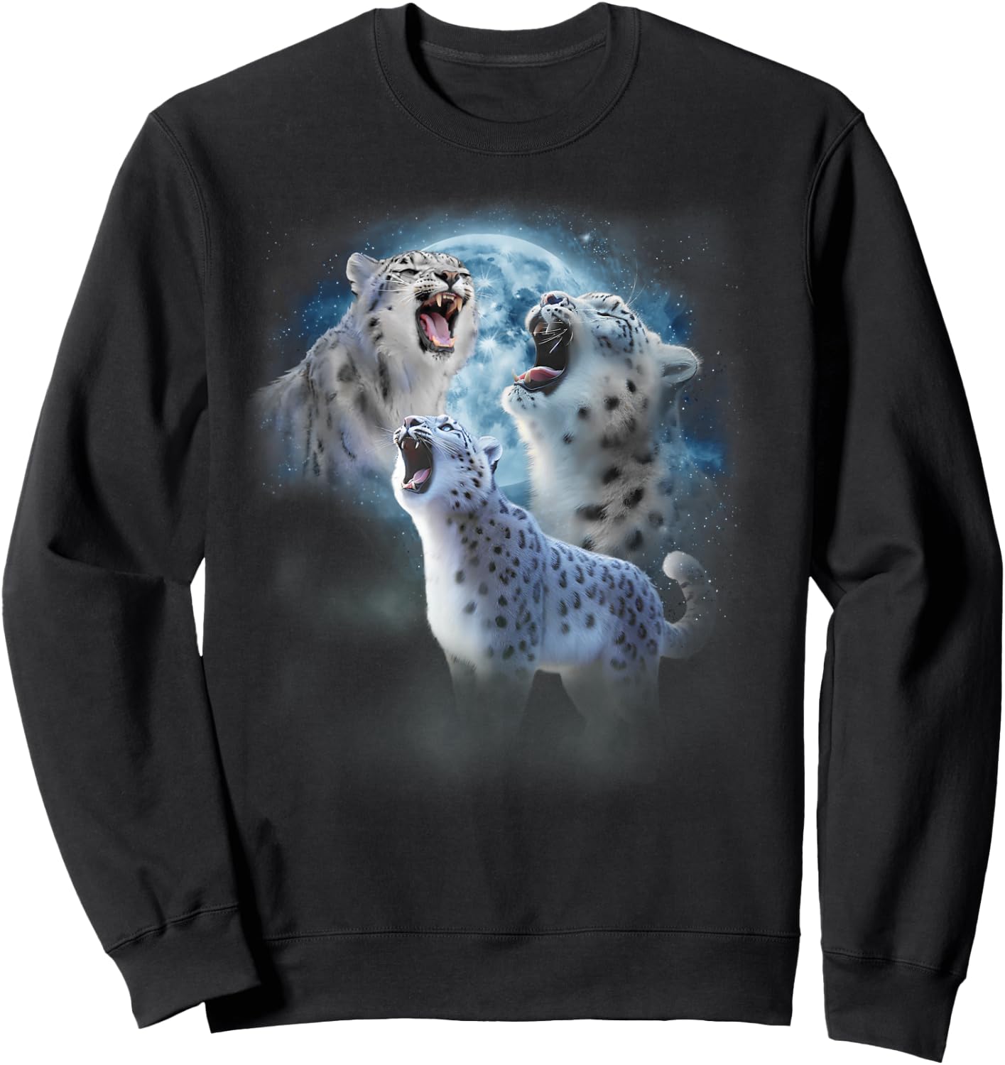 Snow Leopard Shirt - Funny Snow Leopards Howling at the Moon Sweatshirt - Sweatshirt | Black