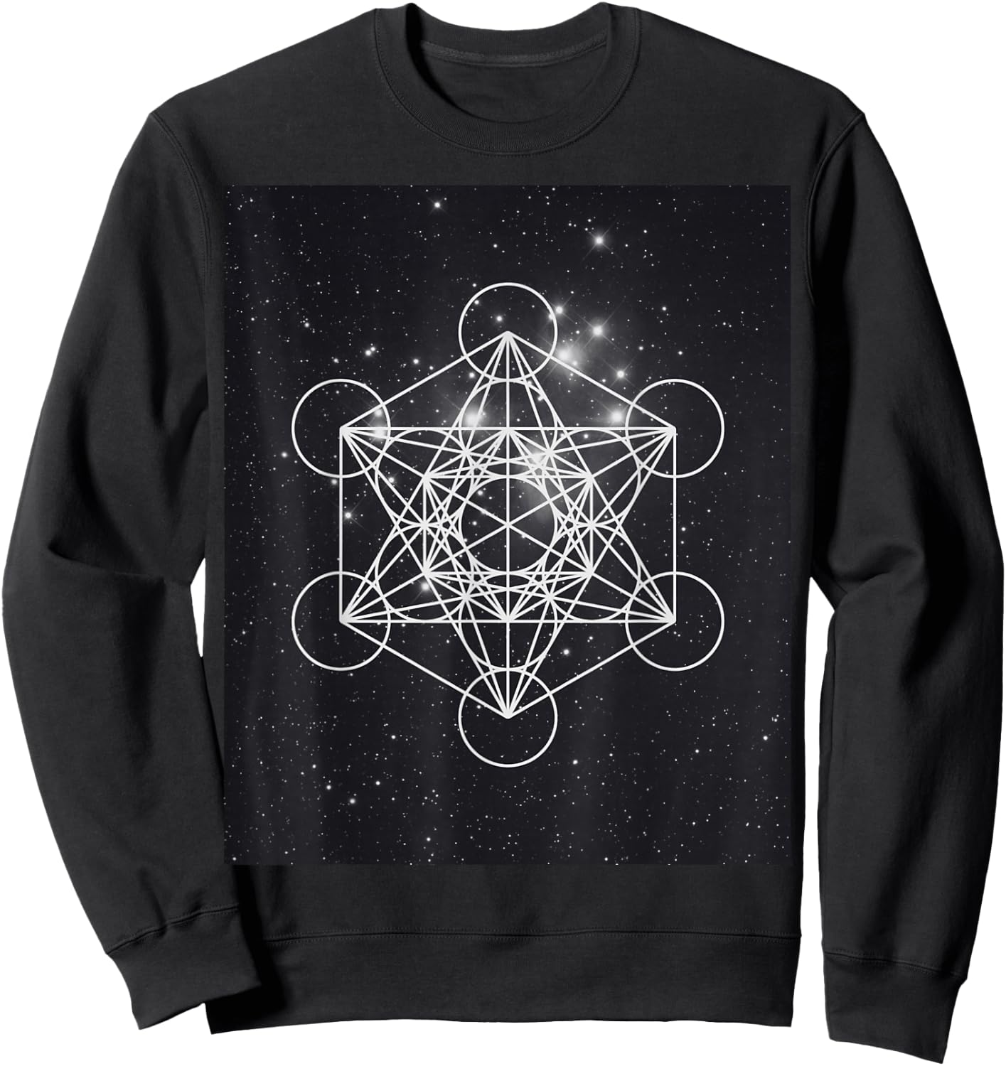 Metatron Cube Sacred Geometry and Pleiades , black, S Sweatshirt - Sweatshirt | Black