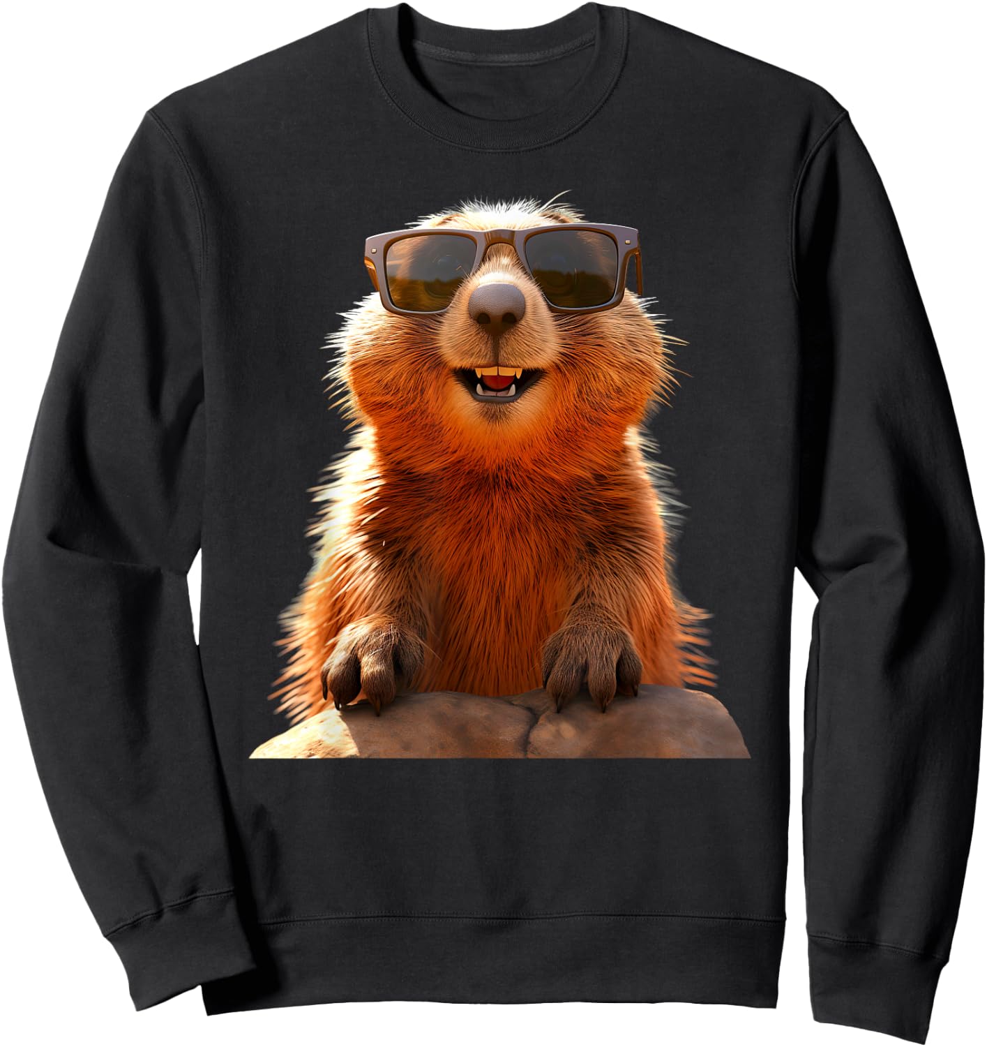 Murmeltier mit Sonnenbrille Nagetier Erdhörnchen Murmeltiere Sweatshirt - Sweatshirt | Black