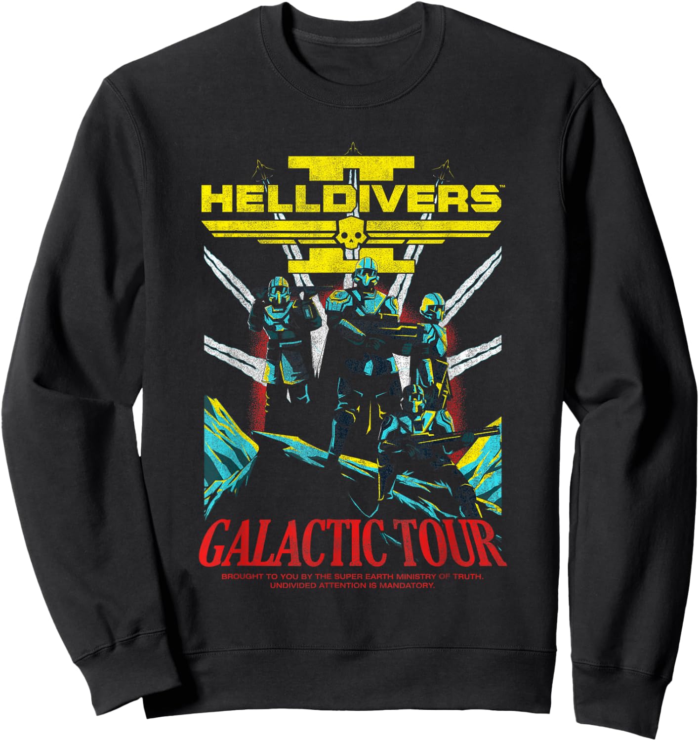 Helldivers 2 Front Back Galactic Democracy Tour Video Game Sweatshirt - Sweatshirt | Black