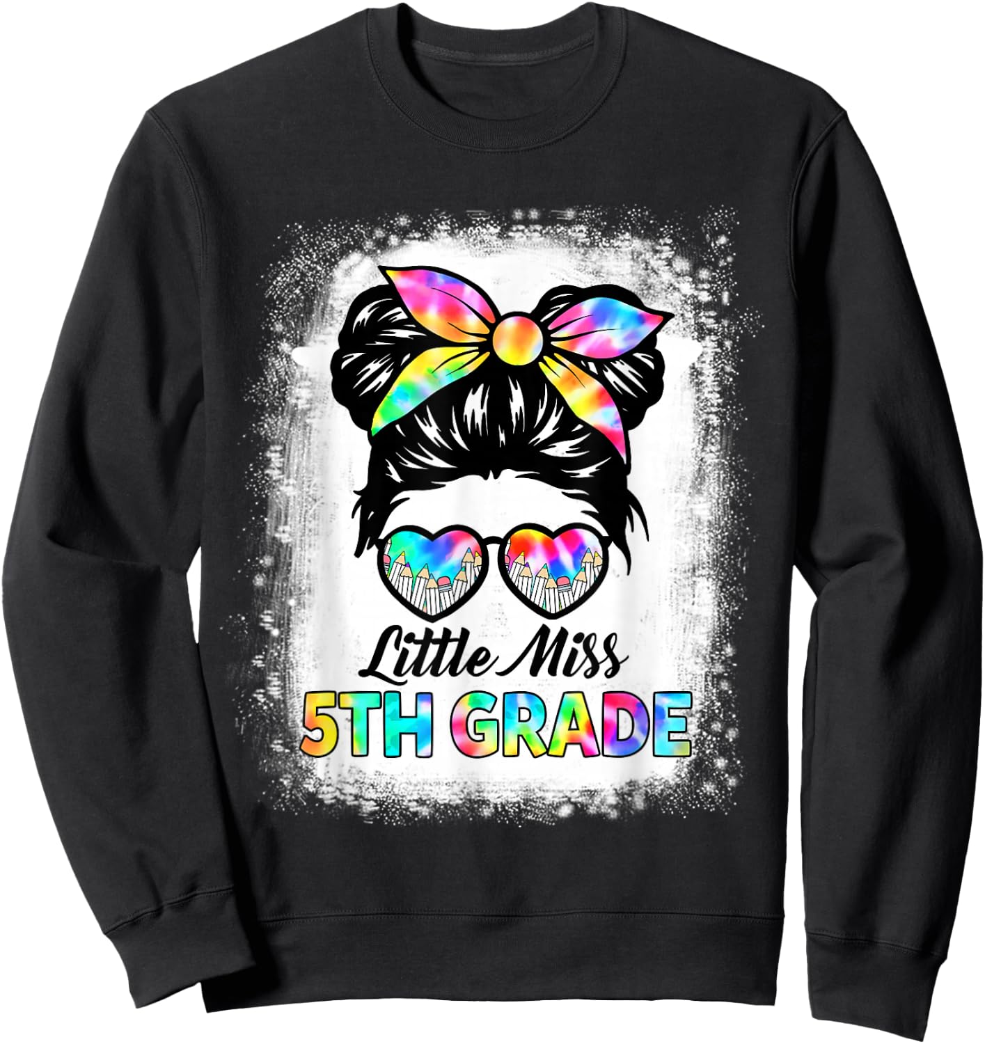 Girls Fifth Grade Back To School Cute Little Miss 5th Grade Sweatshirt - Sweatshirt | Black