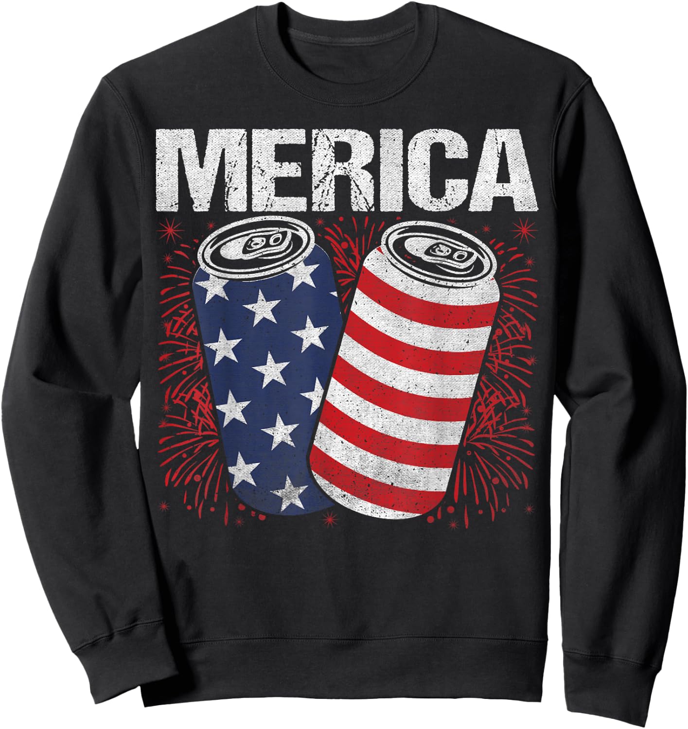 Beer American Flag 4th Of July Merica USA Men Women Drinking Sweatshirt - Sweatshirt | Black