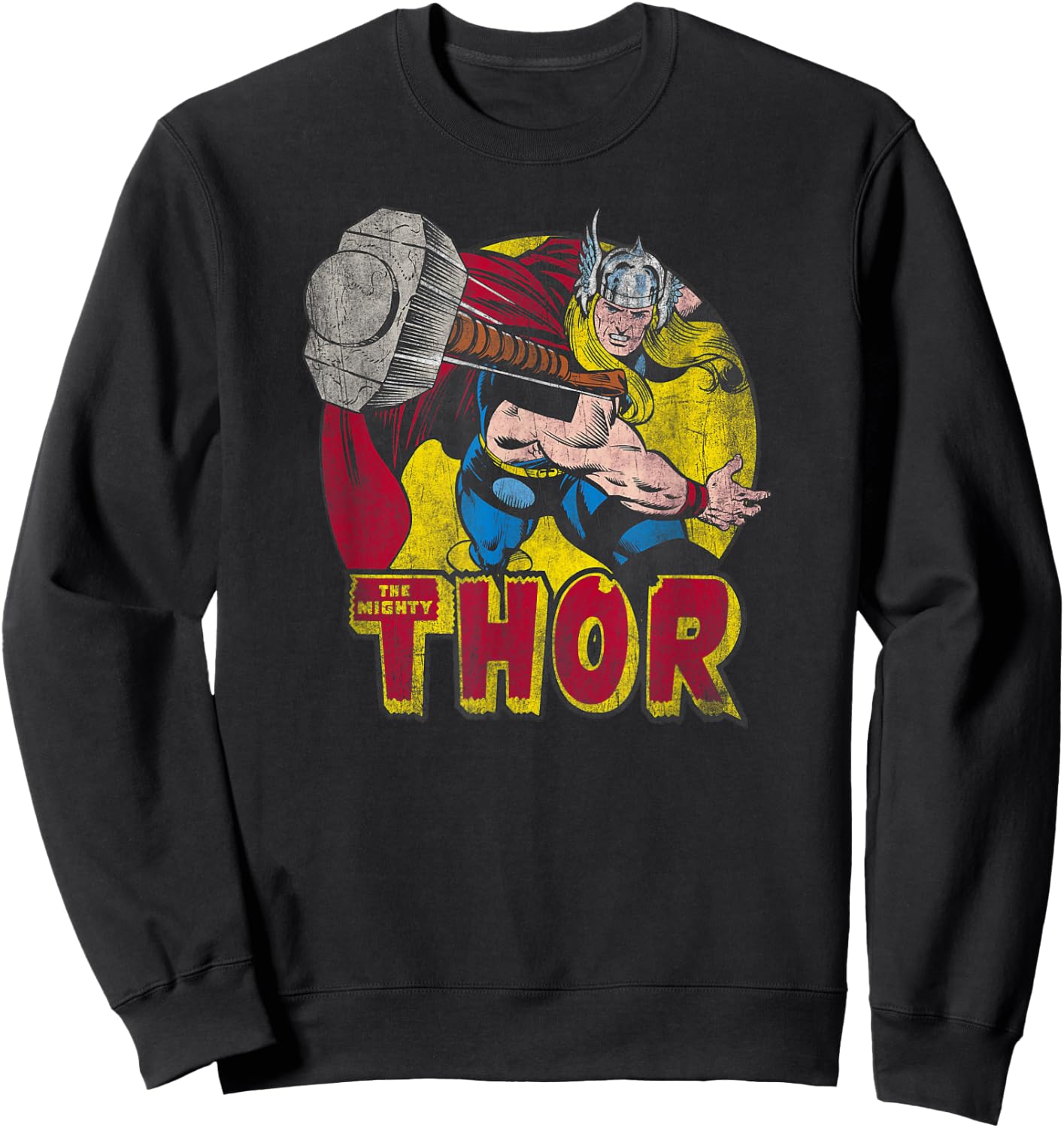 Thor's Hammer Mighty Thor Hammer Vintage Graphic Sweatshirt - Sweatshirt | Black