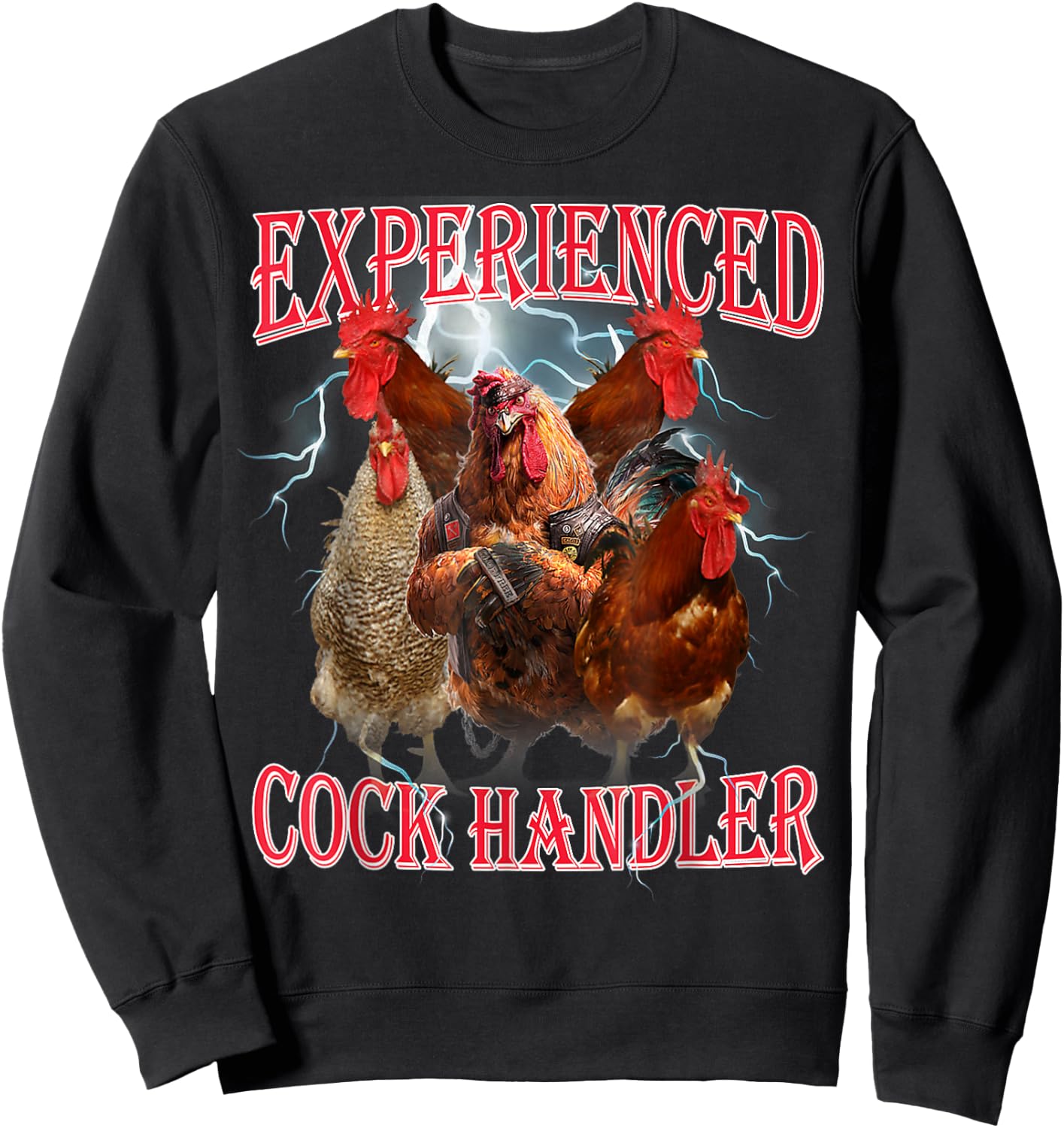 Experienced Cock Handler Adult Humor Inappropriate Funny Sweatshirt - Sweatshirt | Black