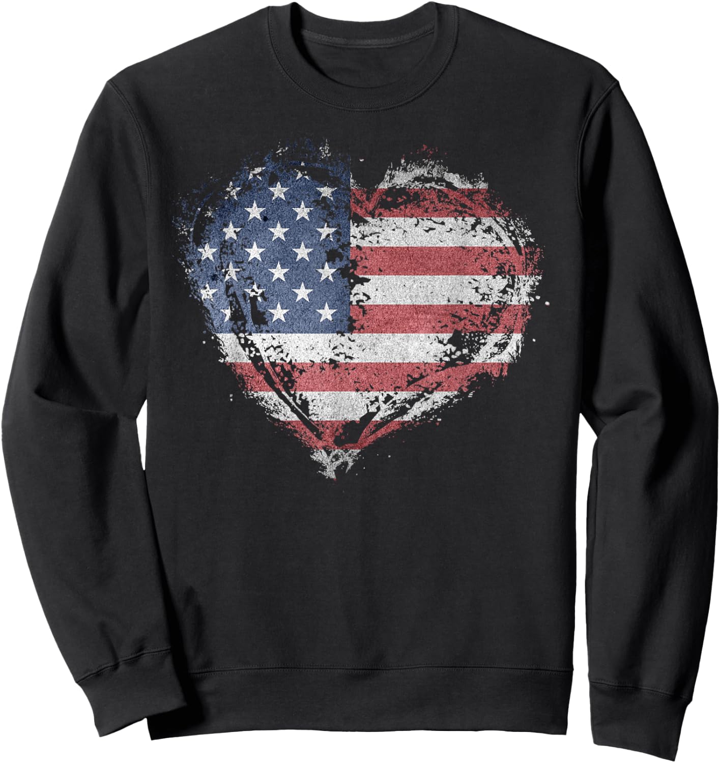 Vintage USA Heart Shape American Flag Stylish Design Sweatshirt - Sweatshirt | Black