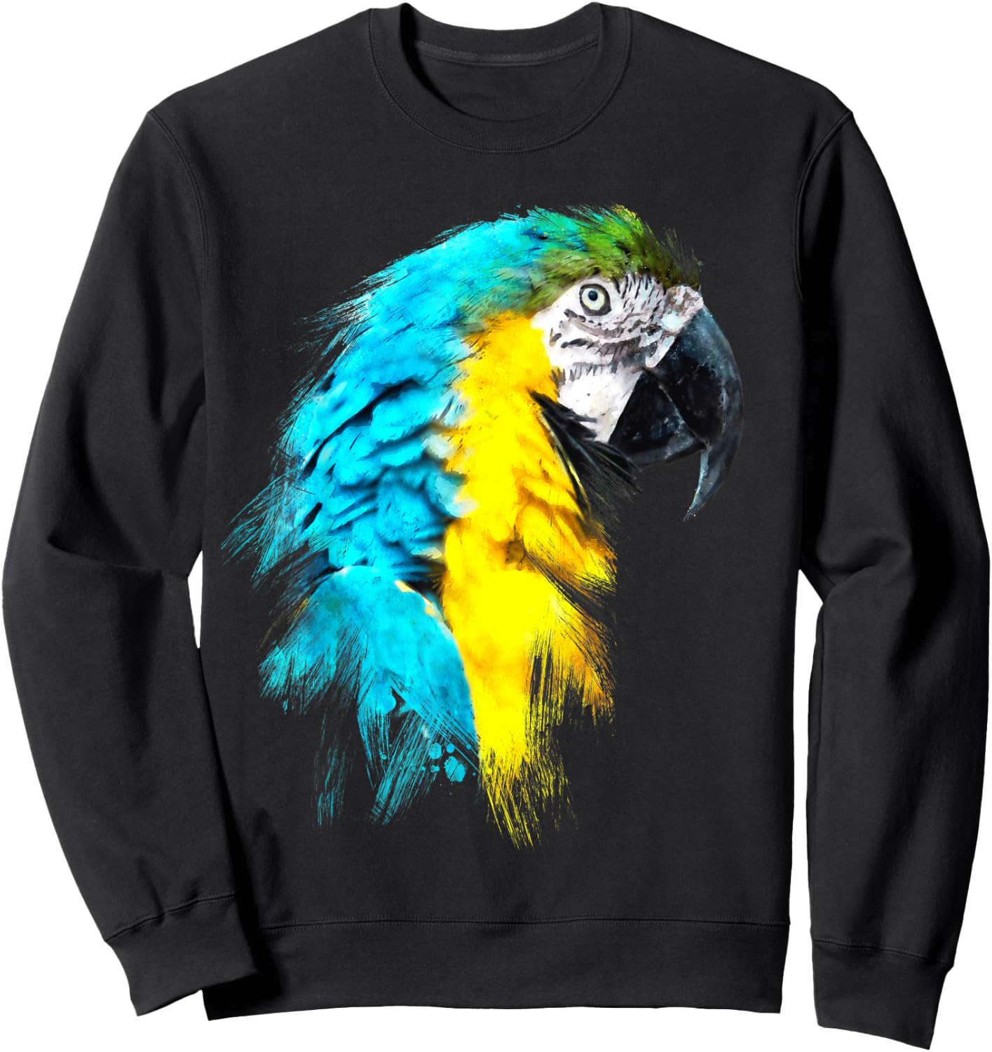 Colourful Scarlet Red Macaw Parrot Bird Painting of Watercolour Sweatshirt - Sweatshirt | Black