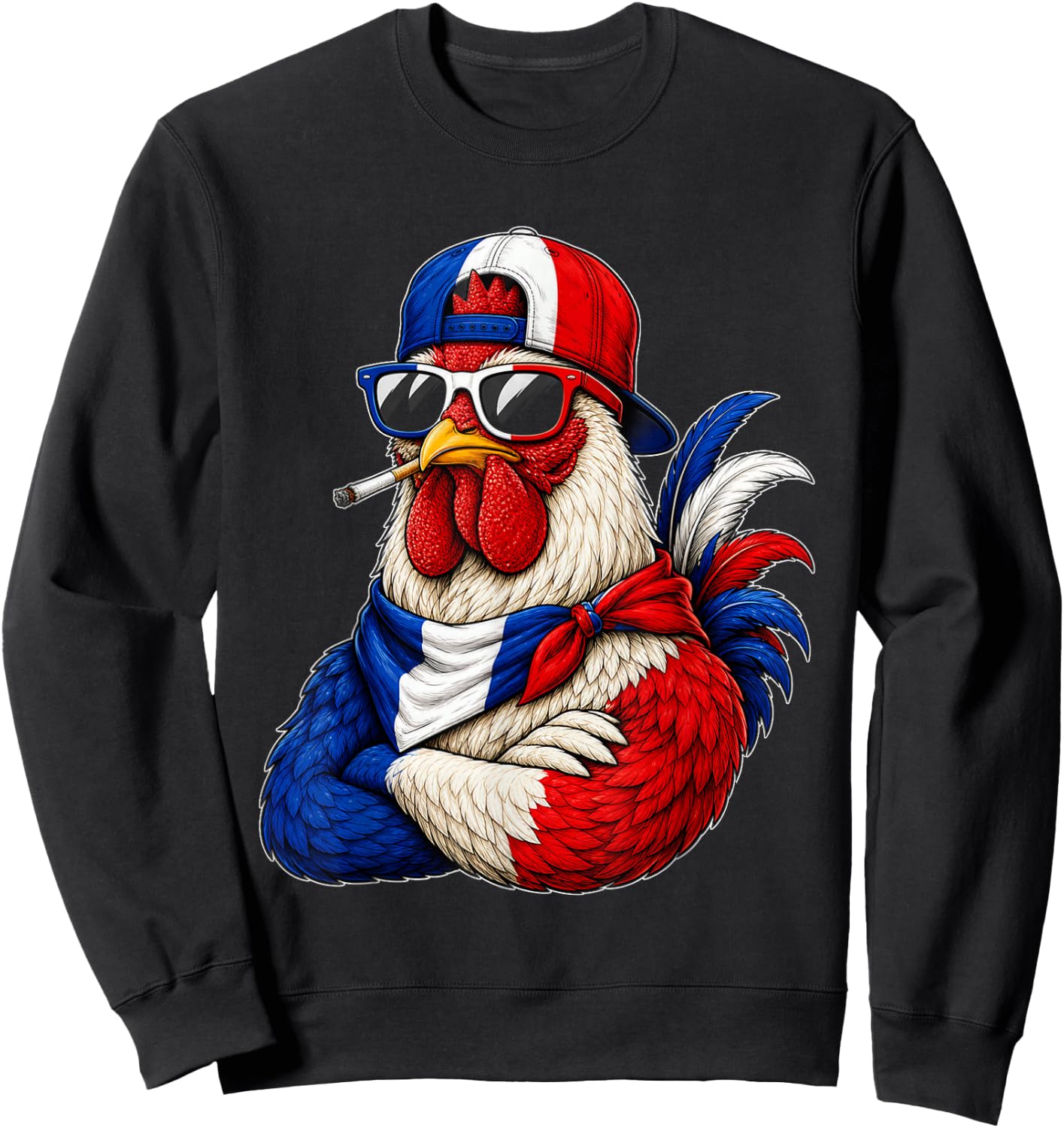 France National Pride Rooster Flag Sweatshirt - Sweatshirt | Black
