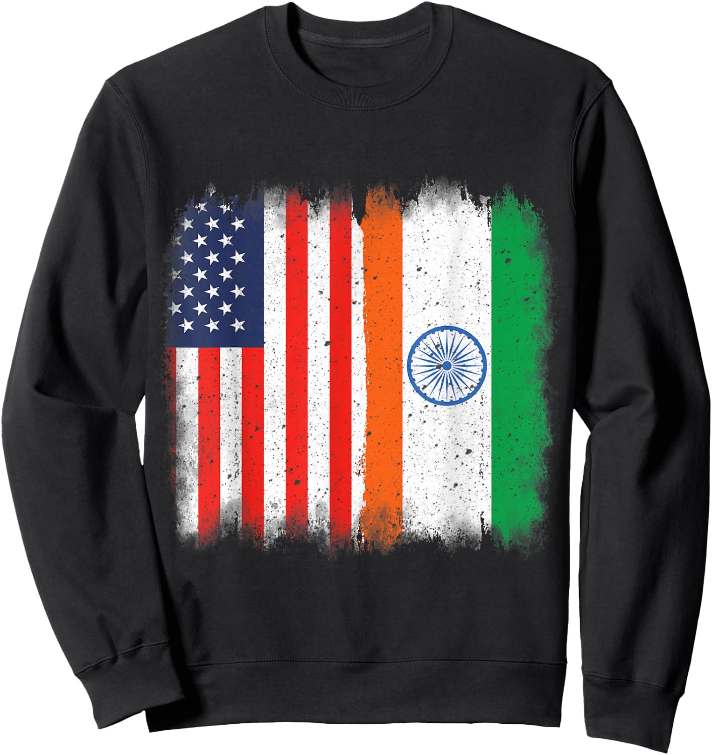 Indian American Flag India USA Hearts Patriot hIndu DNA Sweatshirt - Sweatshirt | Black