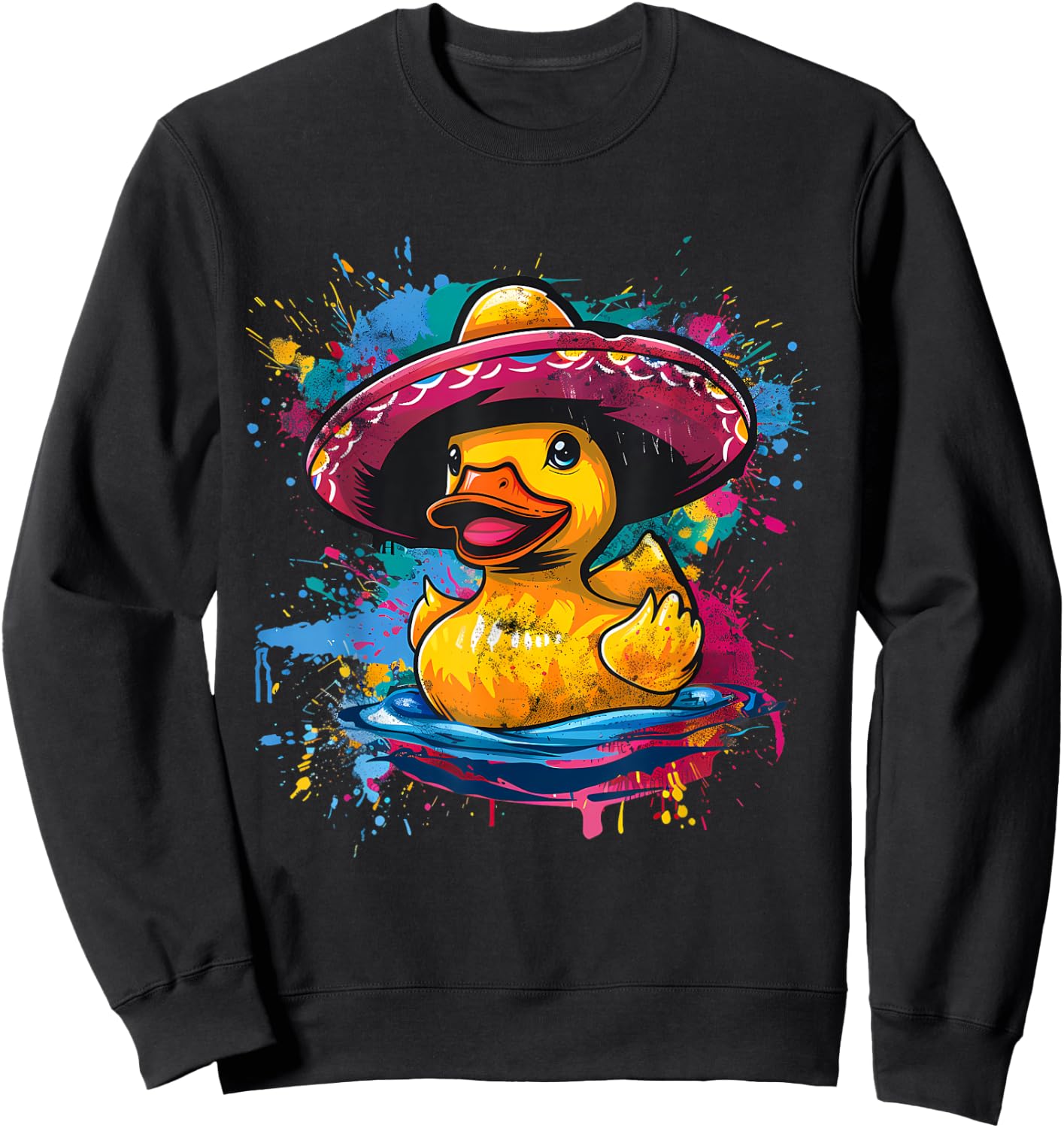 Rubber Duck Watercolor Mexican Sombrero Rubber Duckie Sweatshirt - Sweatshirt | Black