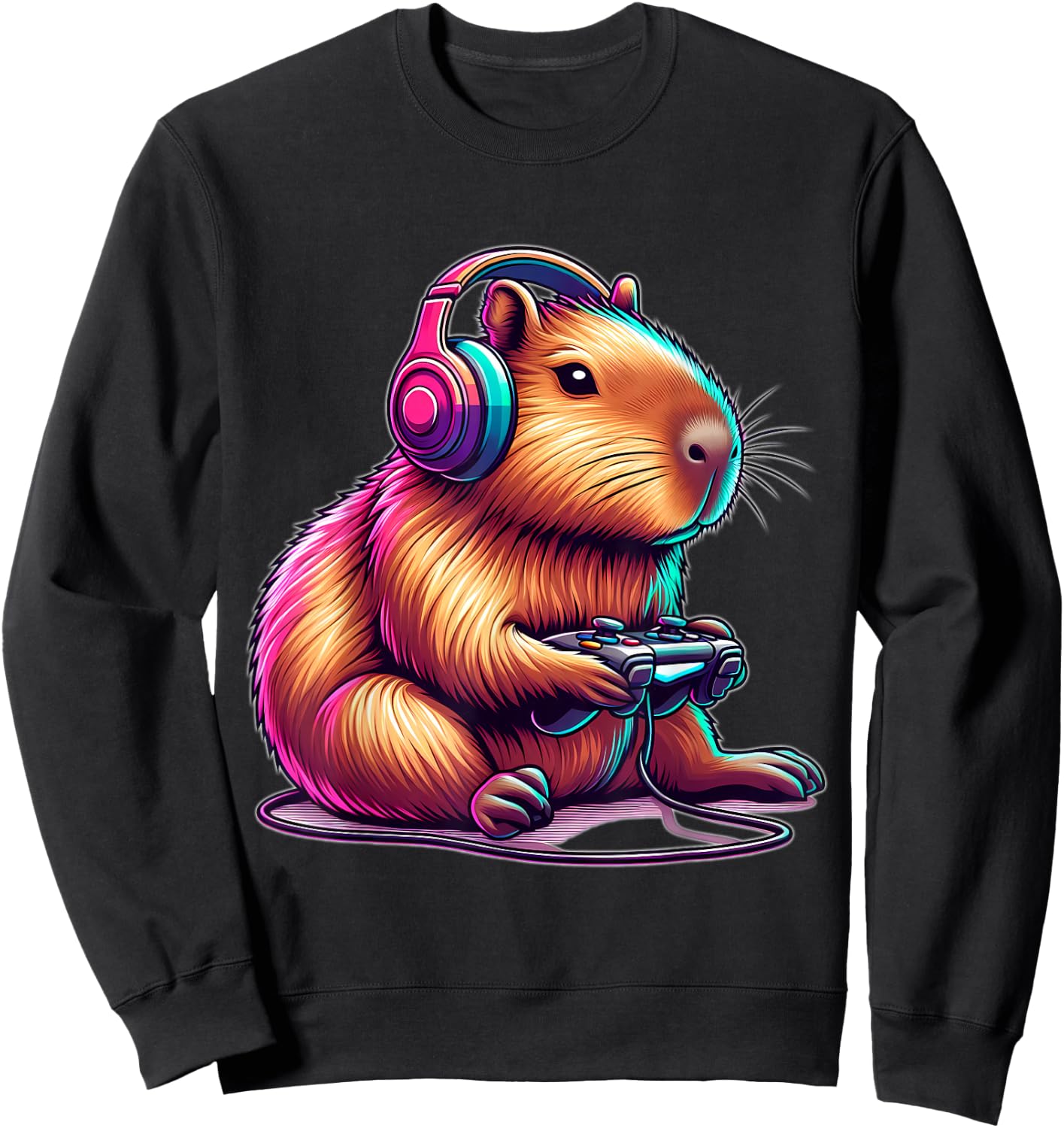 Capybara Gamer, amateur of funny video games , Black, S Sweatshirt - Sweatshirt | Black