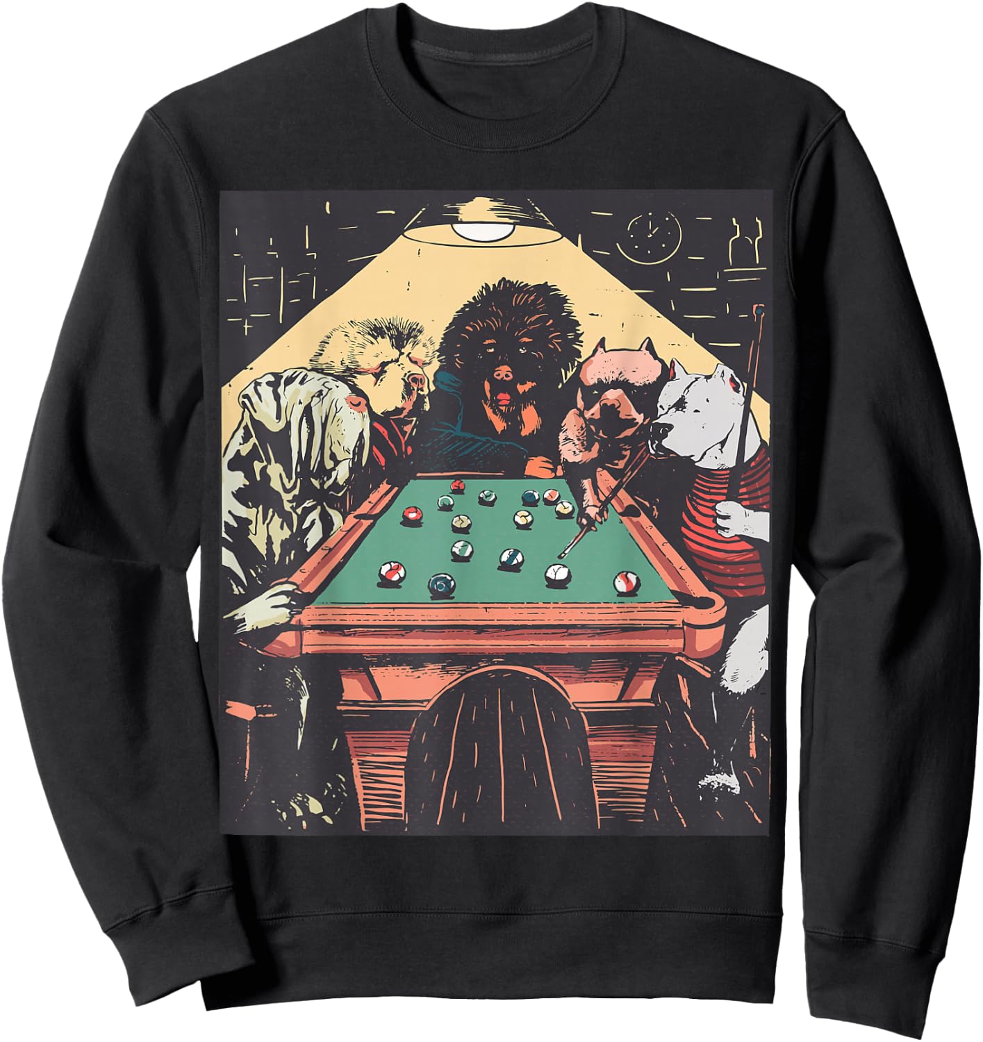 Game Night Time Dogs on Billiards Pool Table Shooting 8 Ball Sweatshirt - Sweatshirt | Black