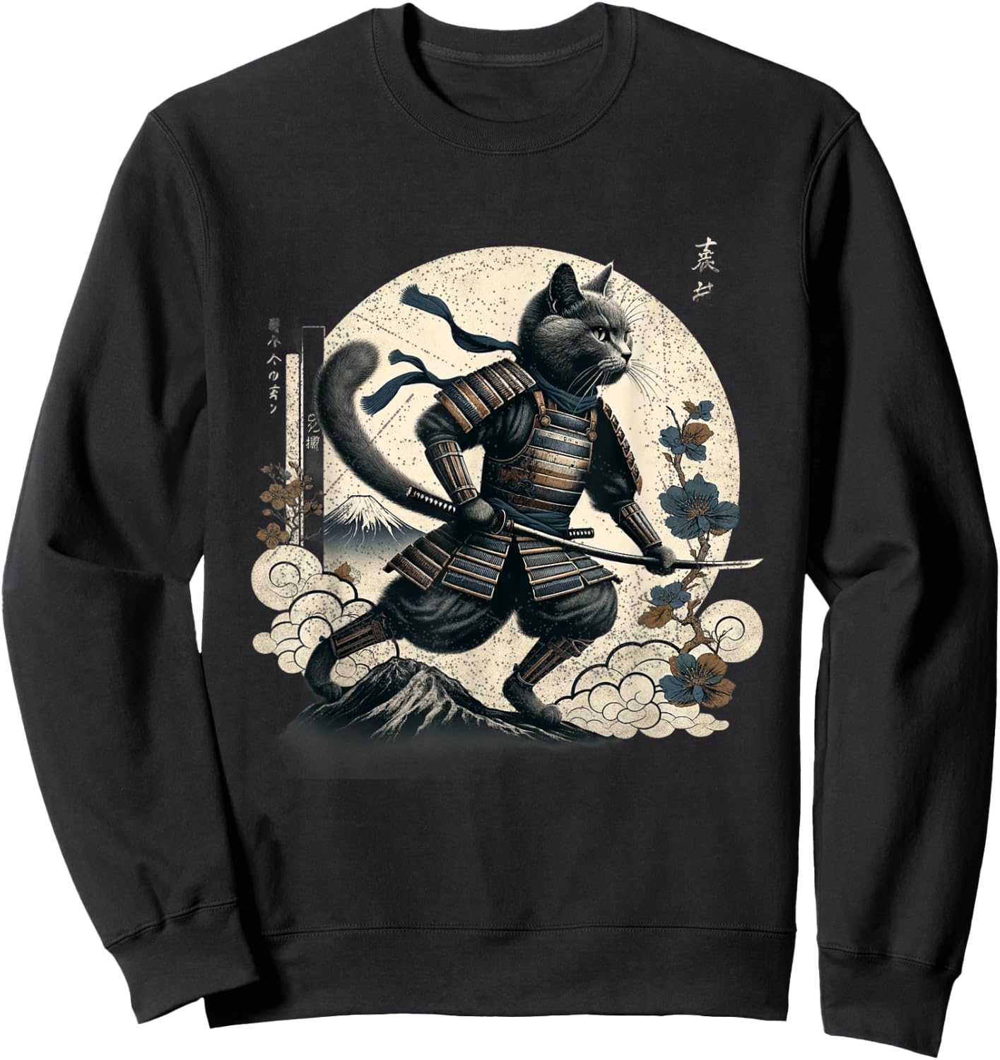 Samurai Cat Ninja Aesthetic Japanese Katana Tokyo culture Men Women Kids Sweatshirt - Sweatshirt | Black