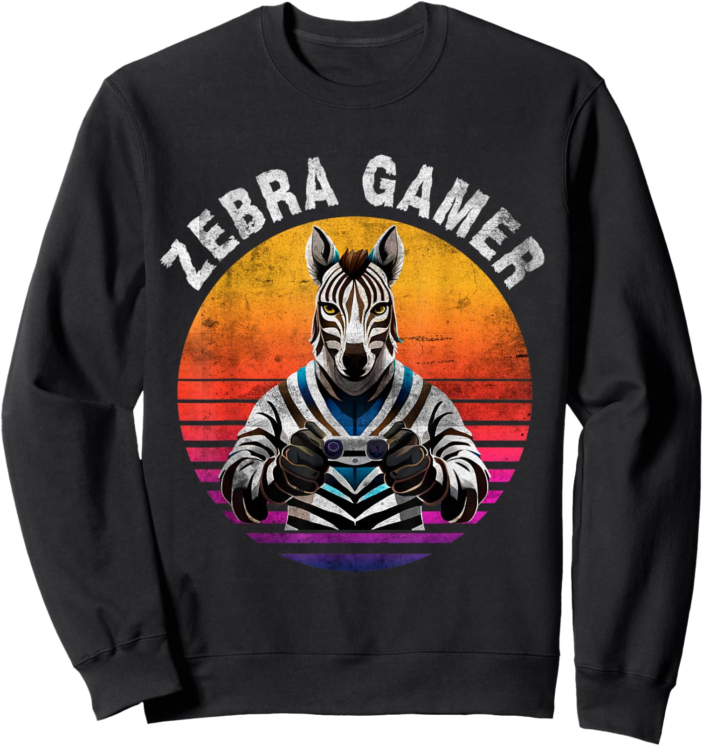 Zebra Gamer Graphic Design For Gamer Kids Sweatshirt - Sweatshirt | Black