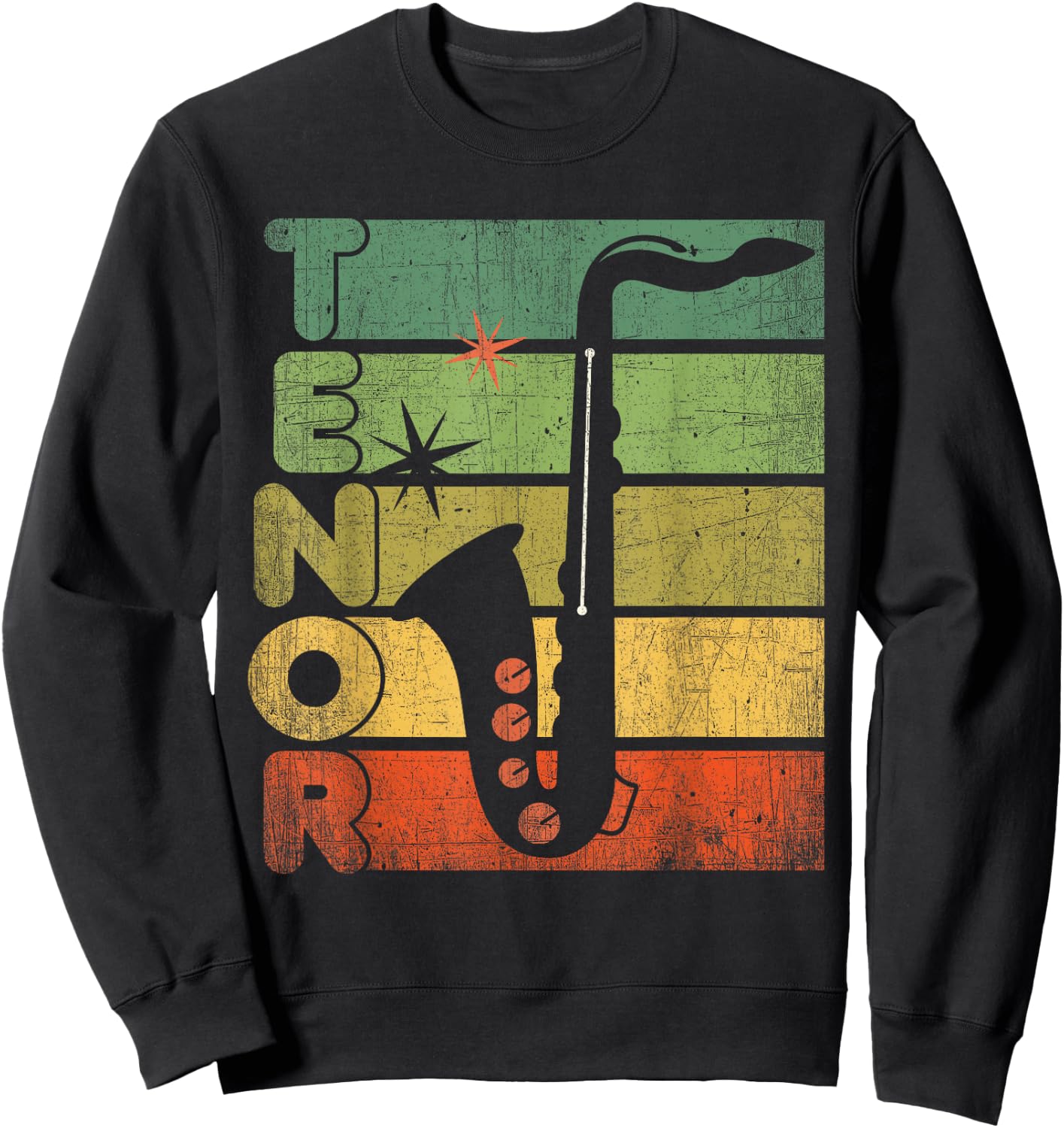 Retro 70s Tenor Saxophone Cool Vintage Sax Musician gifts Sweatshirt - Sweatshirt | Black