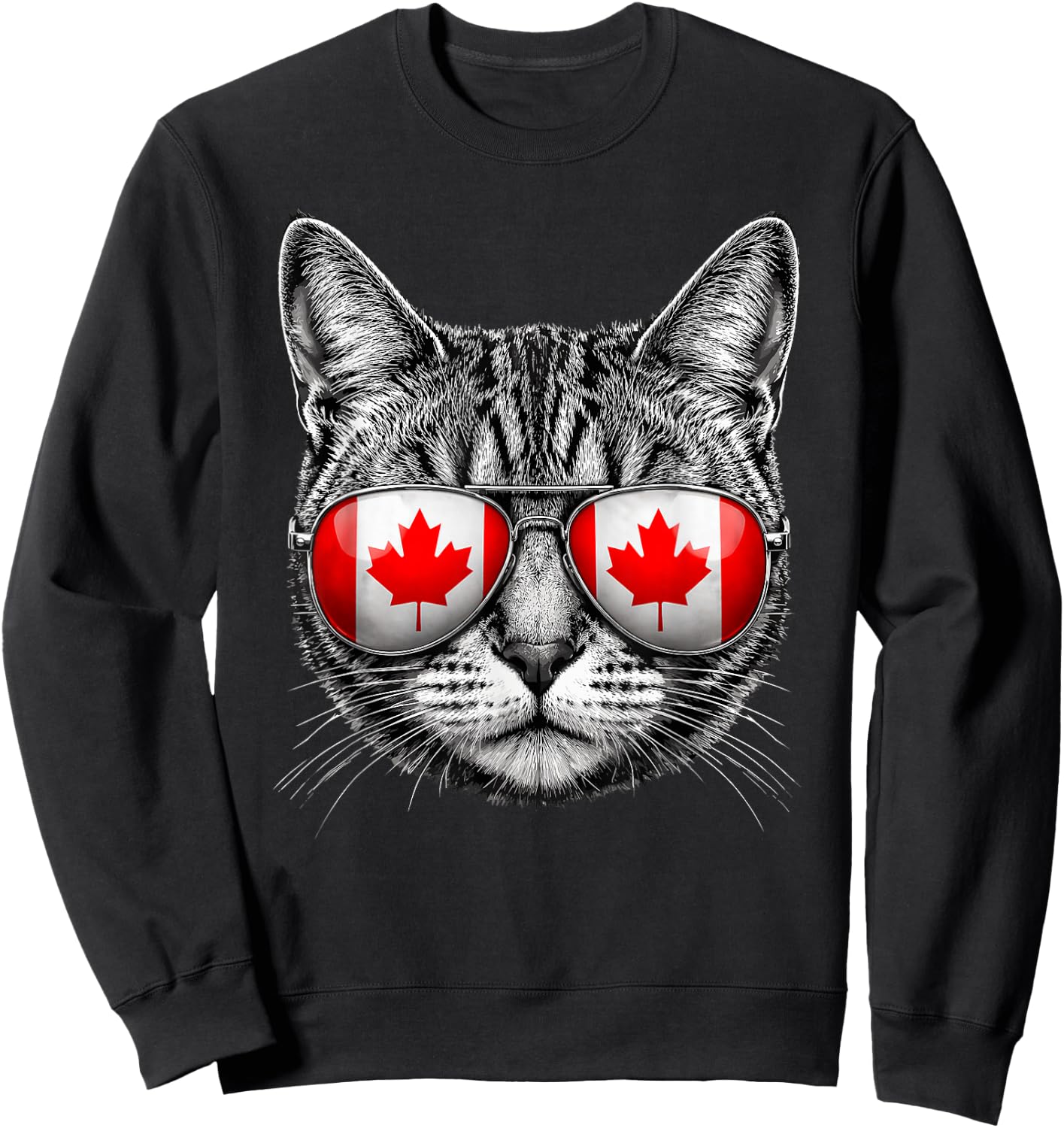 Canadian Cat Canada Flag Maple Leaf Pride Roots Sweatshirt - Sweatshirt | Black
