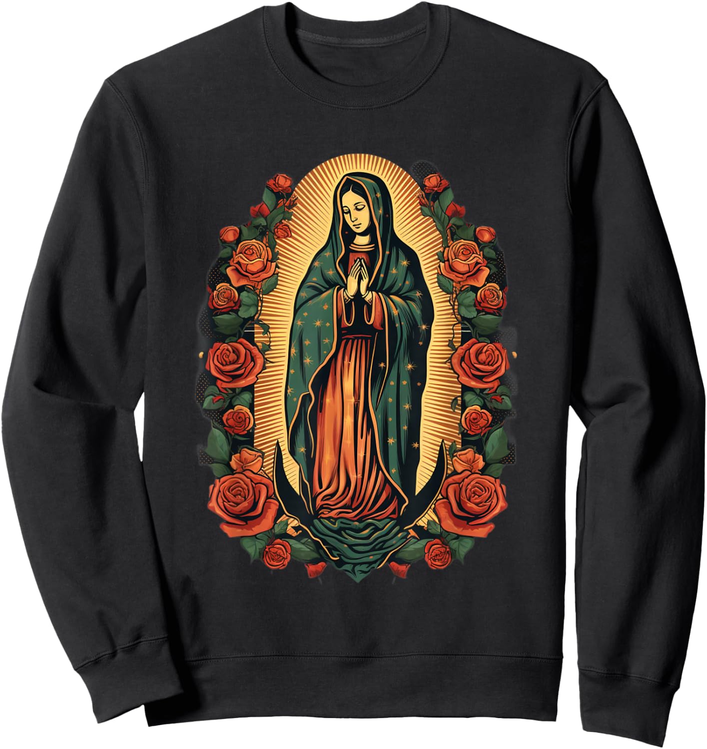Our Lady Saint Mary Of Guadalupe Virgin Mary Powerful Symbol Sweatshirt - Sweatshirt | Black