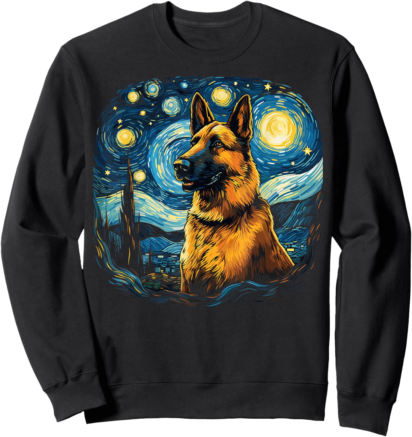 Van Gogh Dog German Shepherd Sweatshirt - Sweatshirt | Black