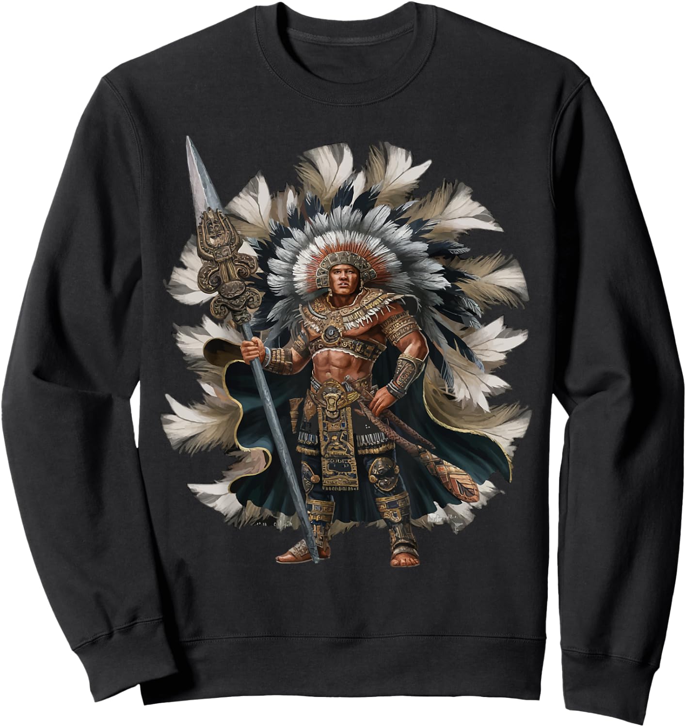 Aztec Warrior Mayan Indigenous Mexican Aztec Jaguar Sweatshirt - Sweatshirt | Black