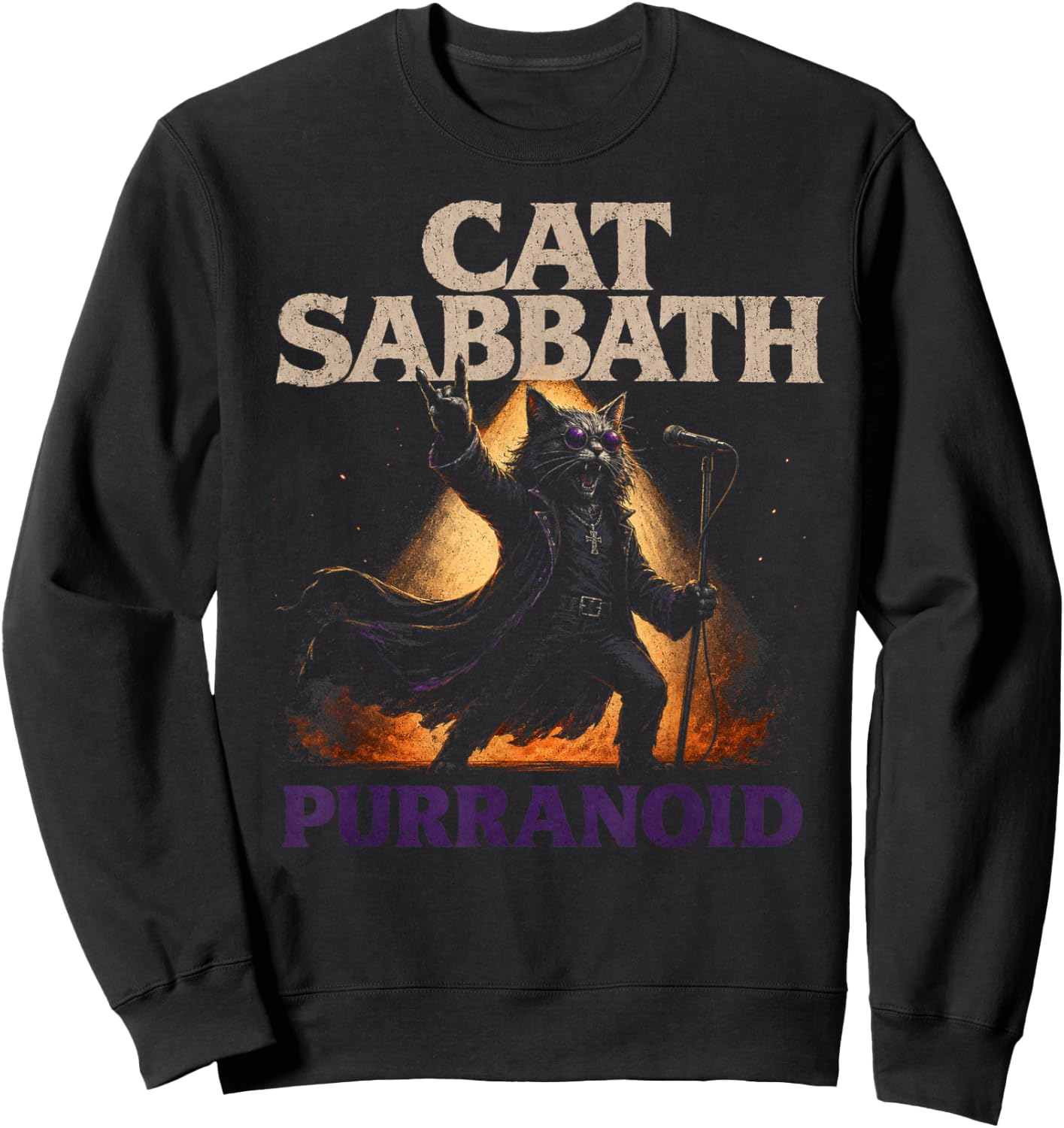 Cat Sabbath Purranoid – Funny Rock Cat Sweatshirt - Sweatshirt | Black