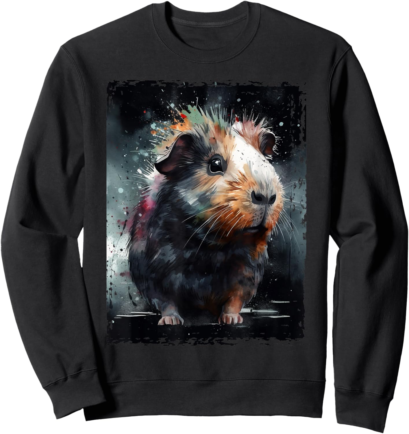 Guinea Pig Shirt Furry Potato Watercolor Guinea Pig Funny Sweatshirt - Sweatshirt | Black