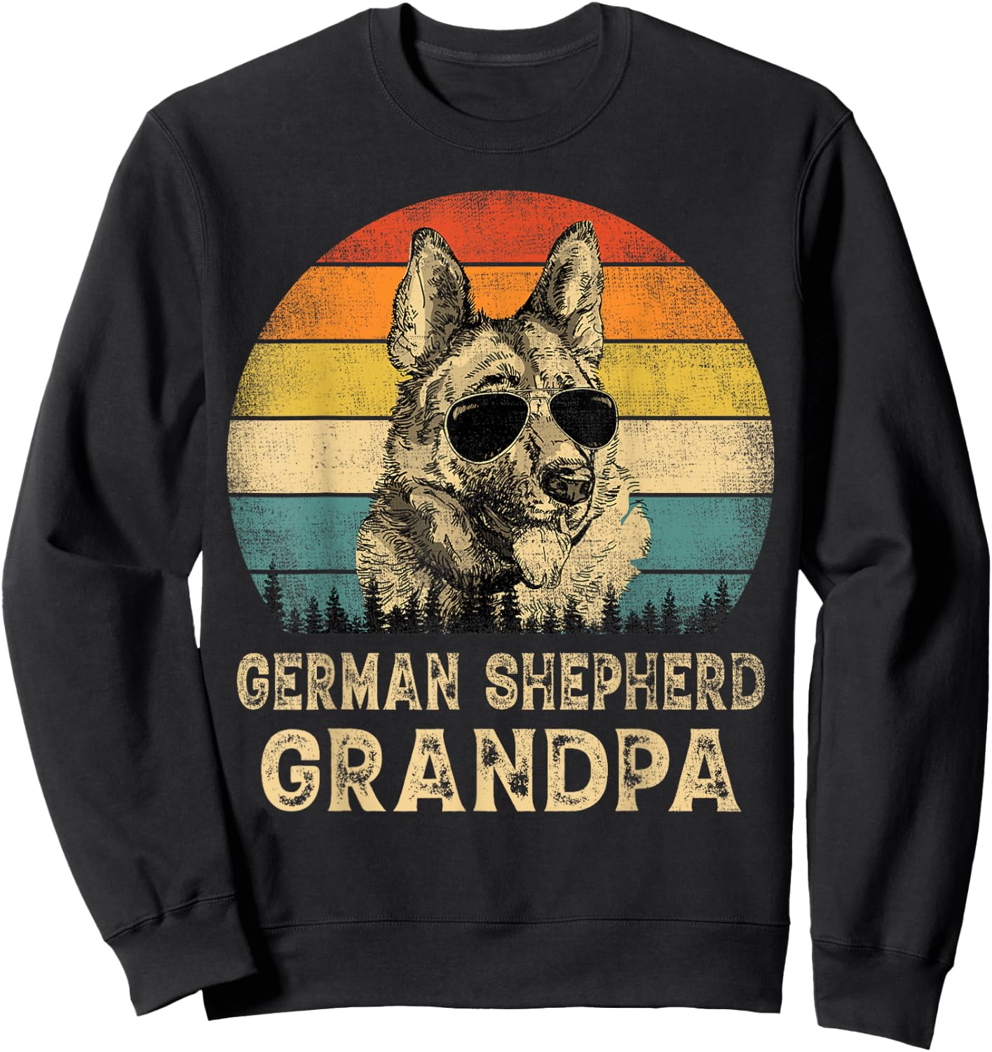 Vintage German Shepherd Grandpa Dog Lovers Father's Day Sweatshirt - Sweatshirt | Black