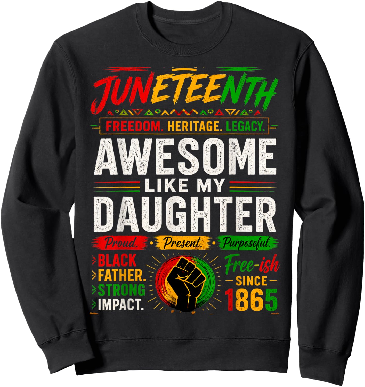 Awesome Like My Daughter Black Dad Juneteenth Men Women 1865 Sweatshirt - Sweatshirt | Black
