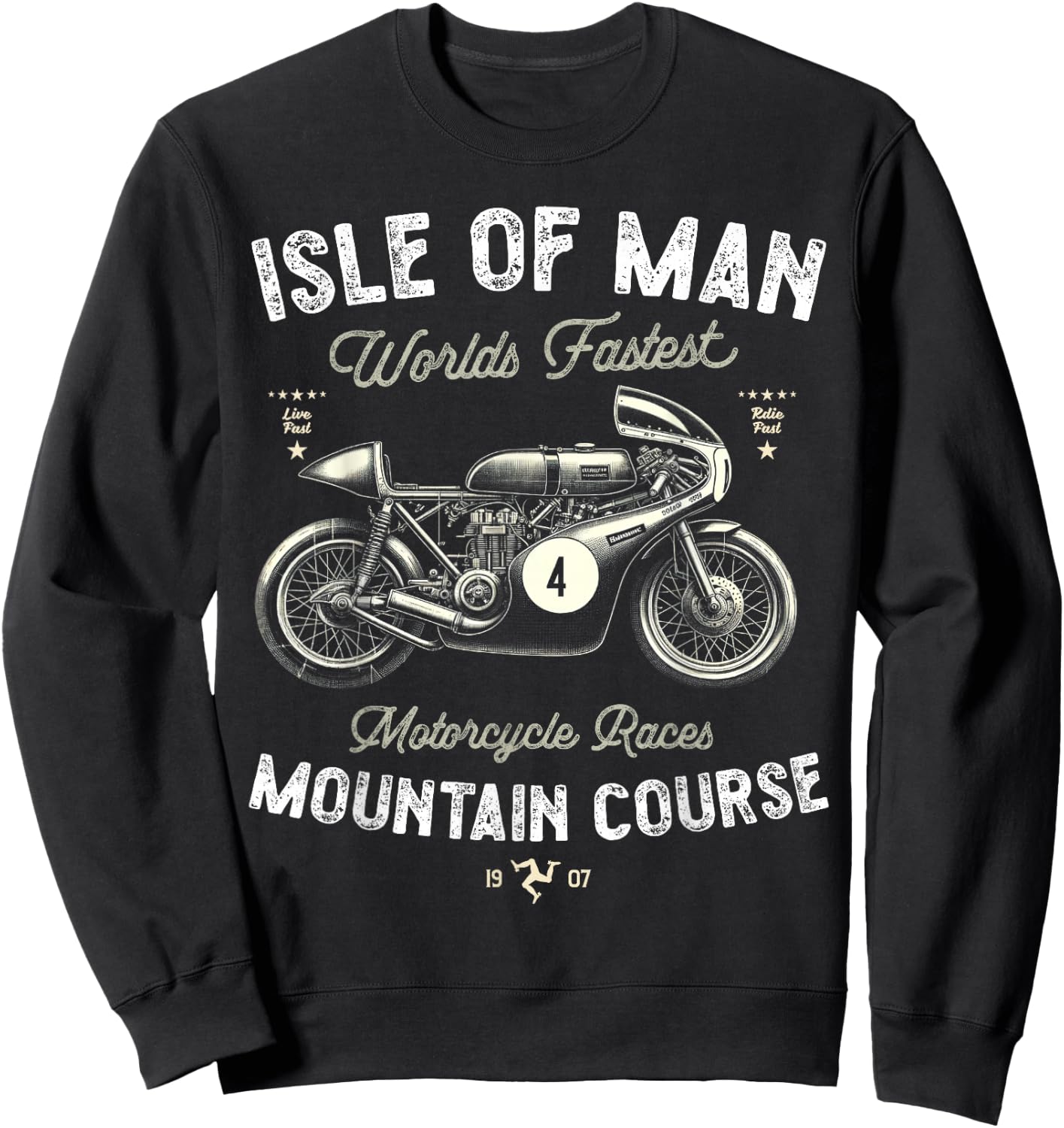Retro Isle of Man TT Races Vintage Motorcycle Race Sweatshirt - Sweatshirt | Black