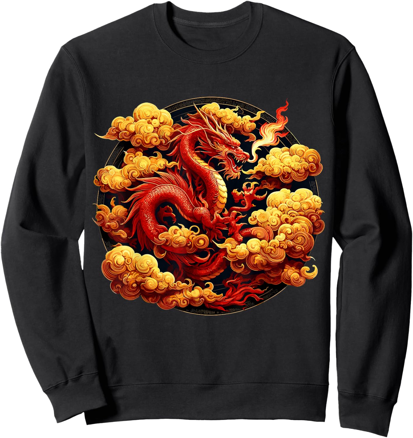 Red Dragon Mythical Fire Breathe Red Fire Dragon Sweatshirt - Sweatshirt | Black