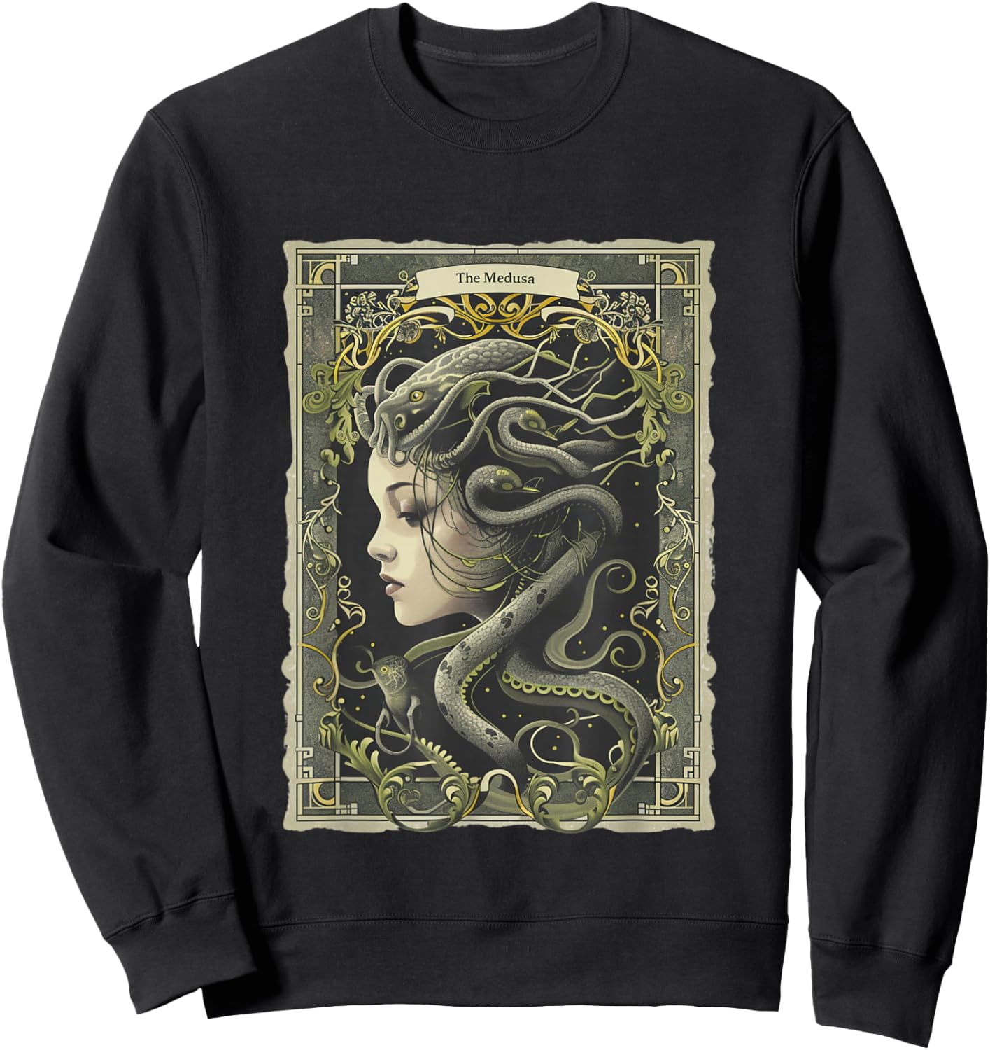 Greek Mythology Medusa Tarot Card Occult Scary Dark Grunge Sweatshirt - Sweatshirt | Black