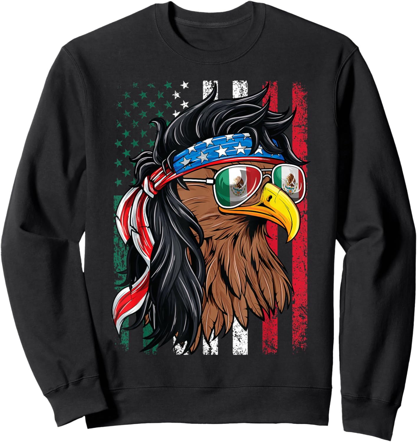 Mexican American Shirt Mexico USA Flag July 4th Mexican Sweatshirt - Sweatshirt | Black