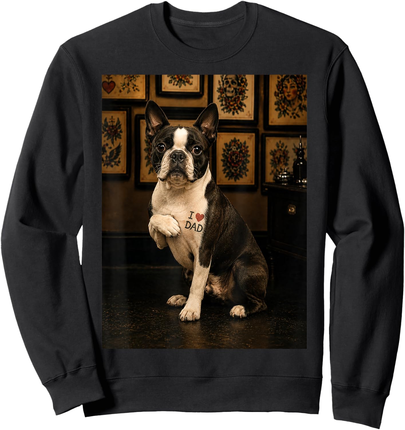 Boston Terrier Dog Dad Sweatshirt - Sweatshirt | Black