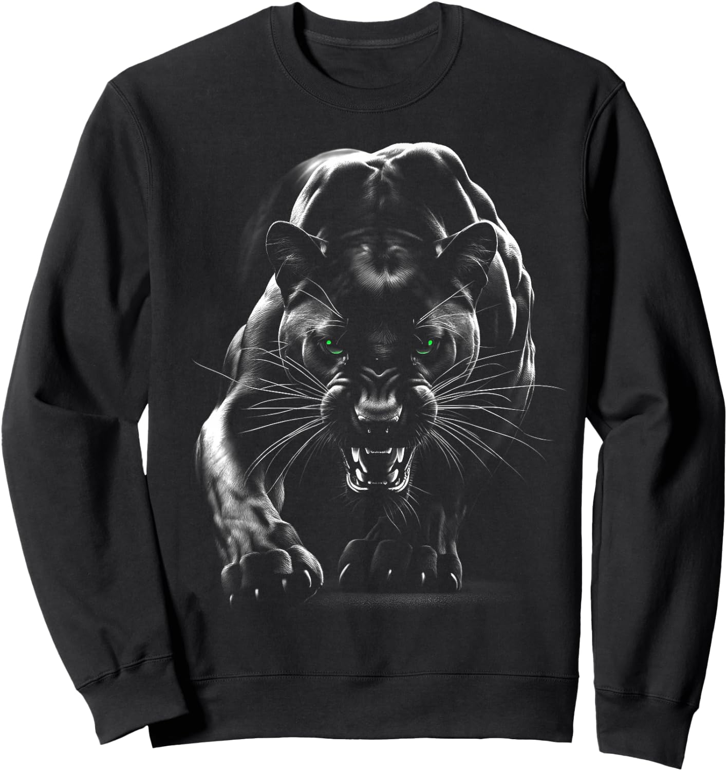 Majestic Panther with Green Eyes Sweatshirt - Sweatshirt | Black