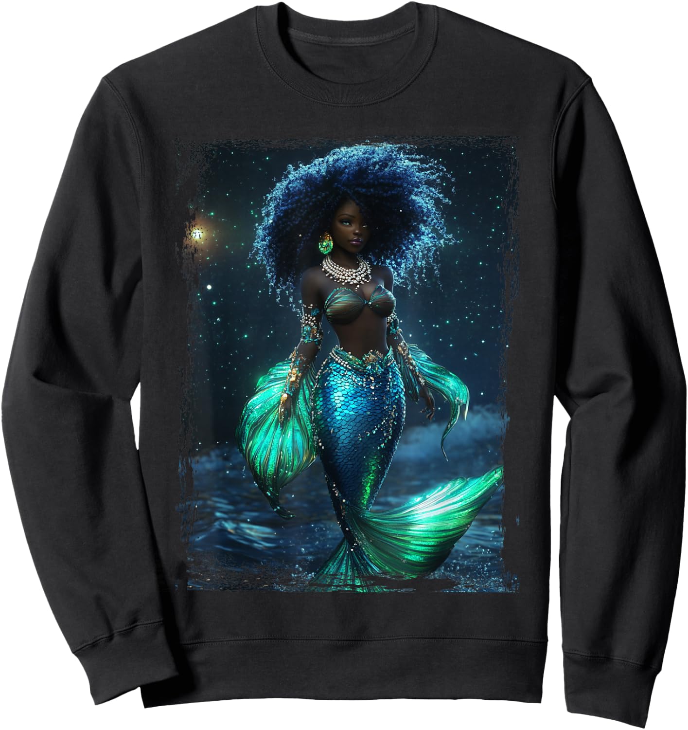 The Goddess Yemaya Wicca African Witch Temperance Mermaid Sweatshirt - Sweatshirt | Black