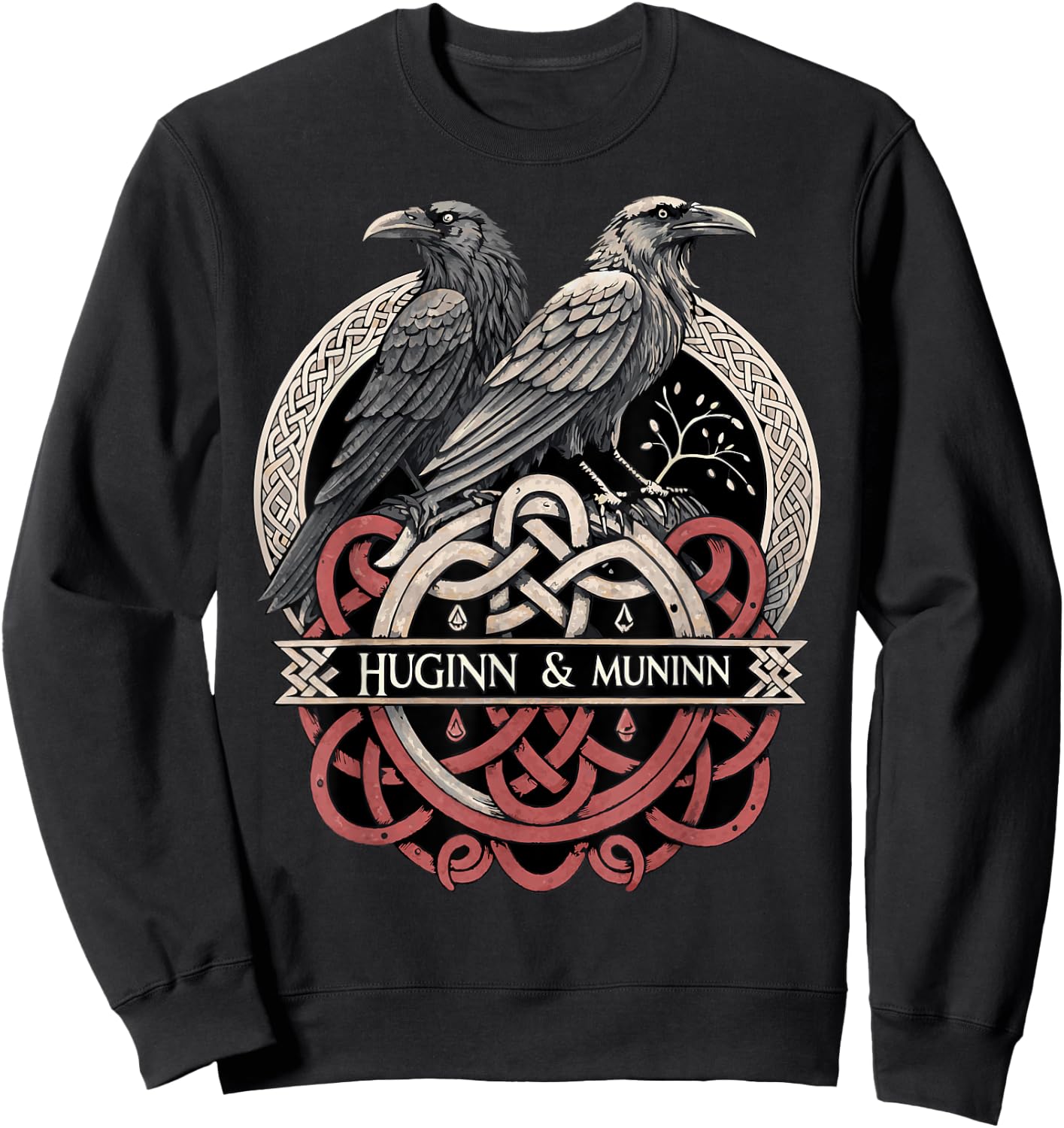 Viking Knotwork - Odin’s Eyes Huginn & Muninn Sweatshirt - Sweatshirt | Black
