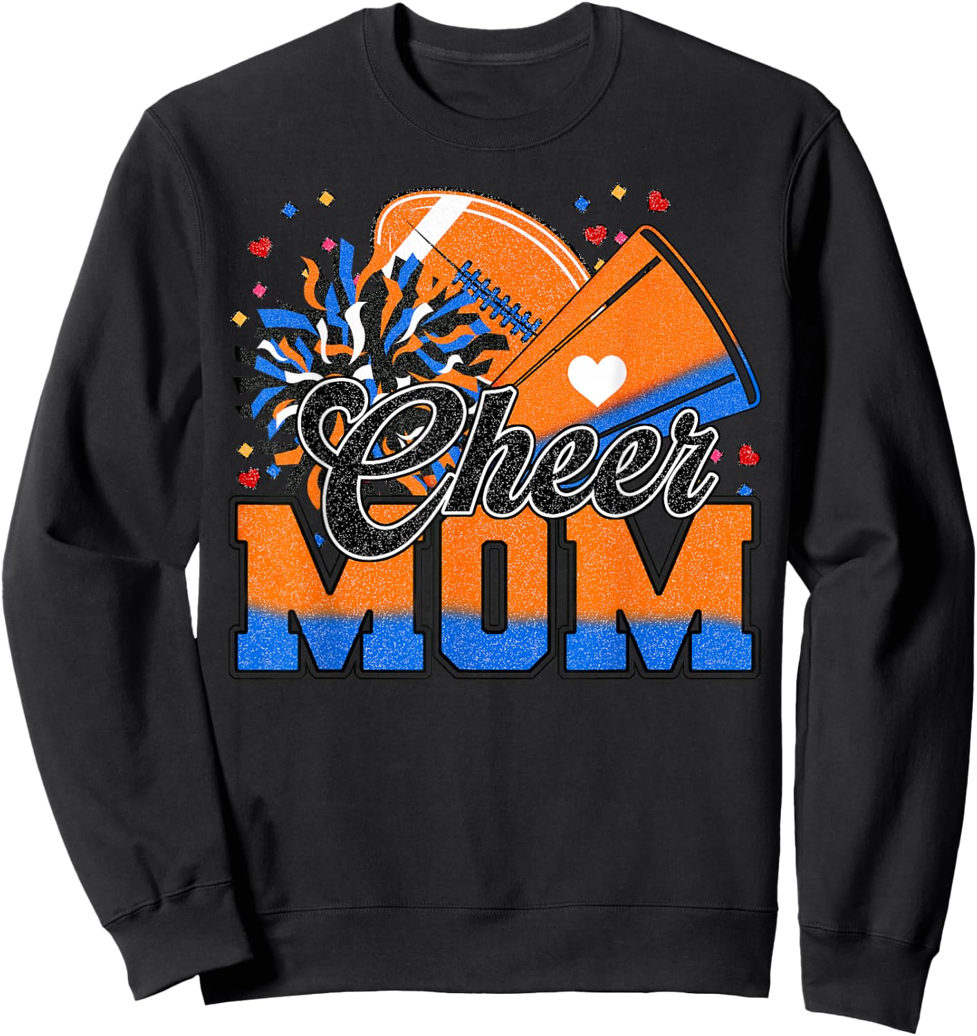 Orange And Blue Football Cheer Mom Men Cheerleader Sweatshirt - Sweatshirt | Black