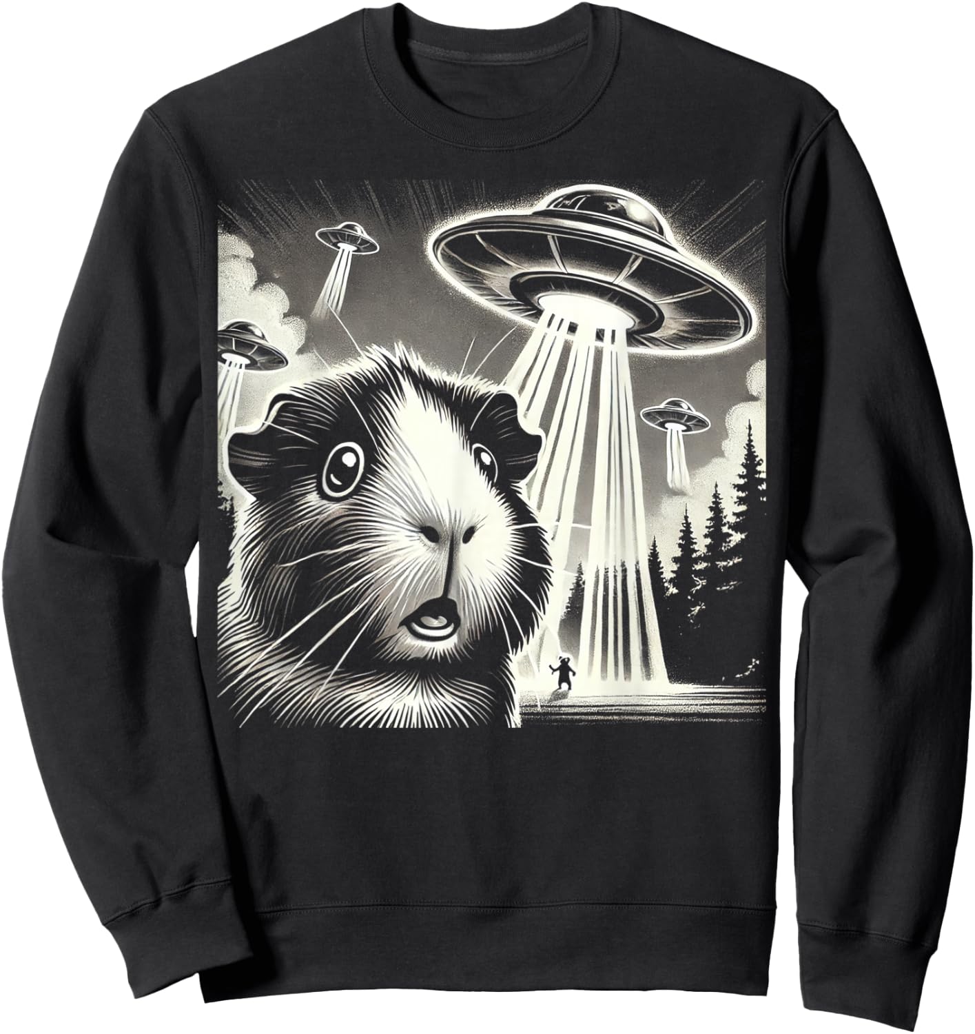 Guinea pig UFO Funny Meme Selfie Sweatshirt - Sweatshirt | Black