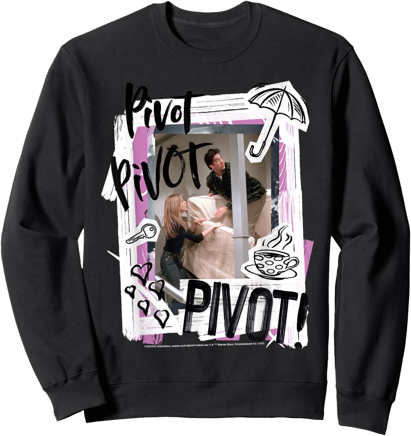 Friends Pivot Pivot Sofa Scene Ross , Blue, S Sweatshirt - Sweatshirt | Black