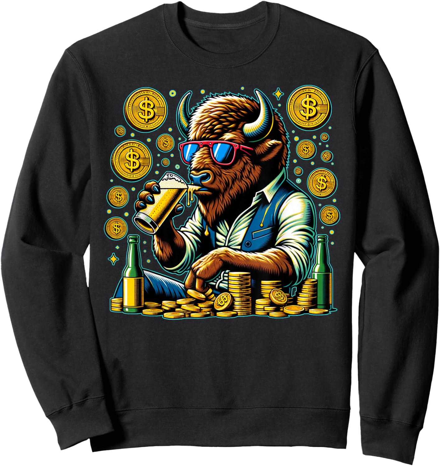 Lucky Buffalo Casino Slot Machine BUFFALOOOOO Gambling Sweatshirt - Sweatshirt | Black