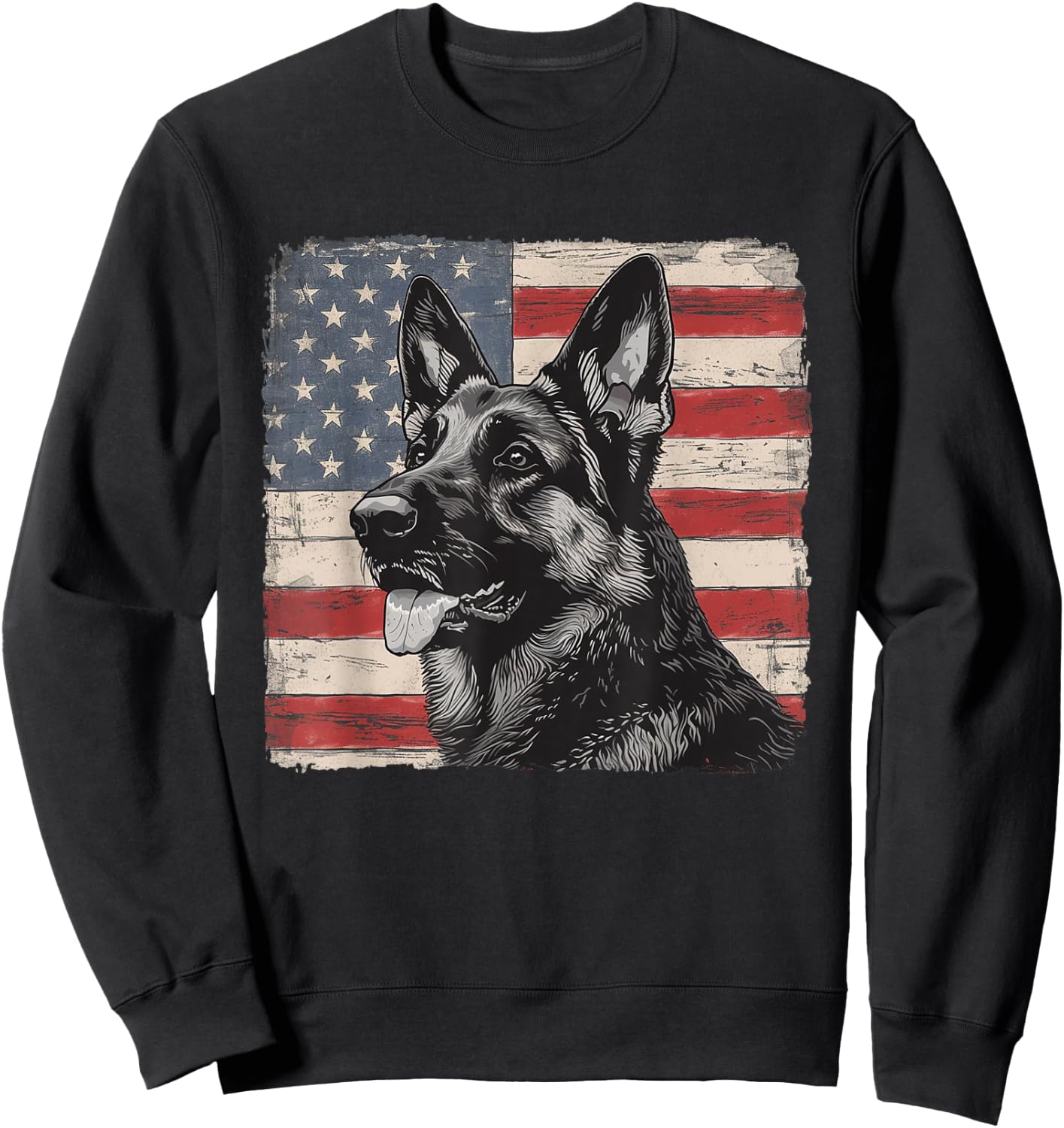 Patriotic German Shepherd Dog Shirt Fourth of July Women Men Sweatshirt - Sweatshirt | Black