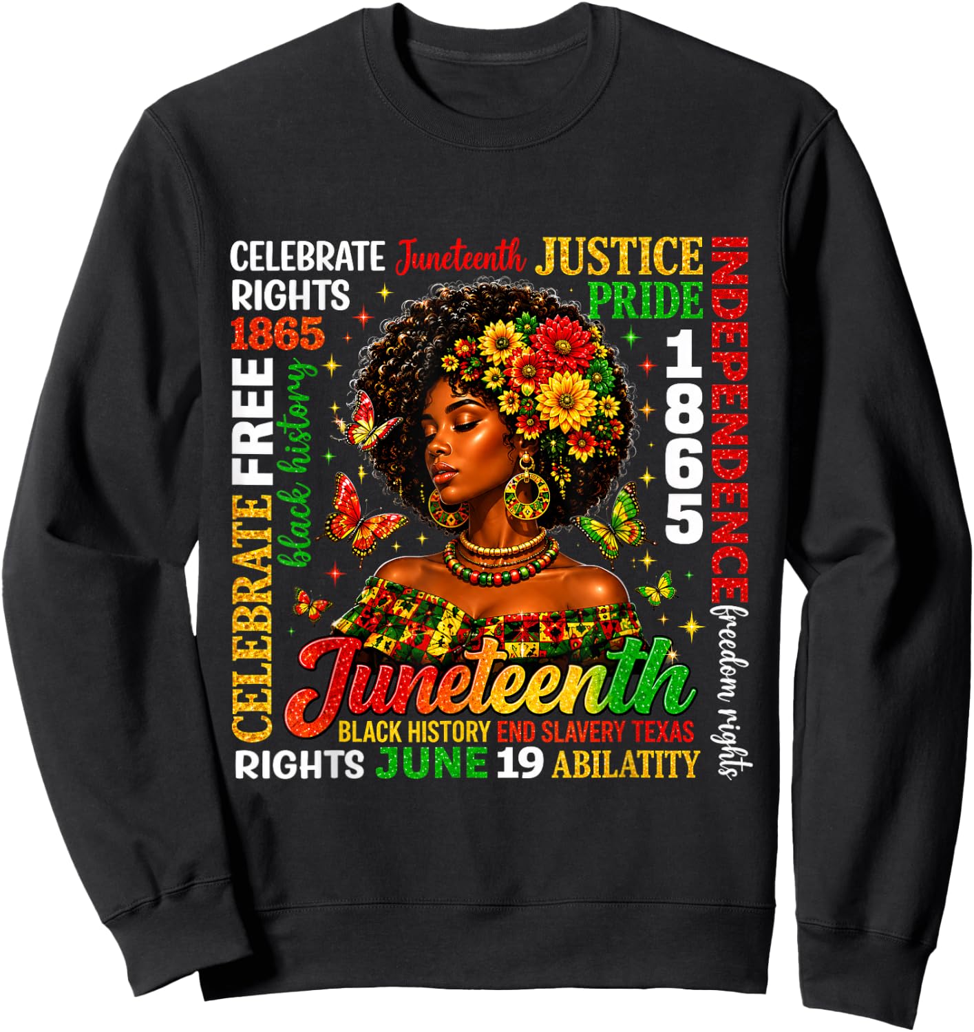 Juneteenth Freedom Black History Afro Woman Sweatshirt - Sweatshirt | Black