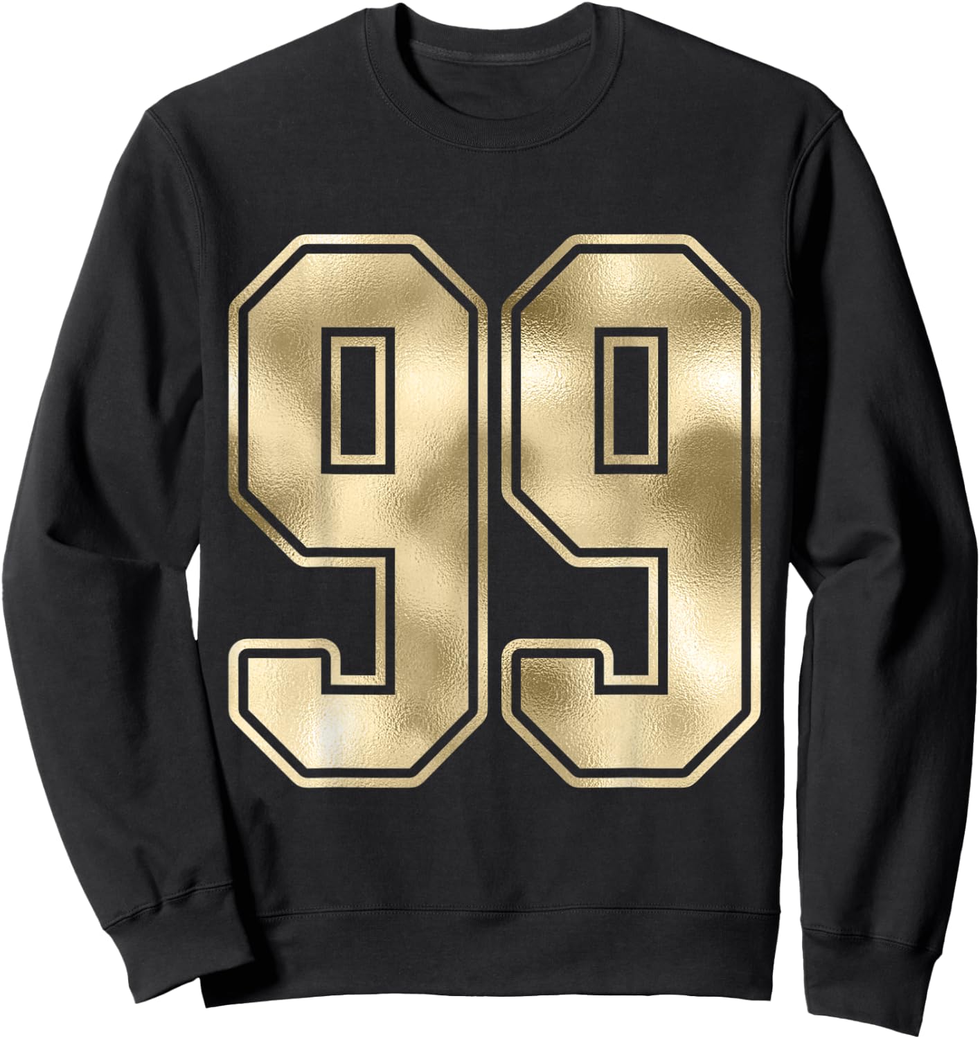 #99 Gold Outline Number 99 Sports Fan Jersey Style Sweatshirt - Sweatshirt | Black