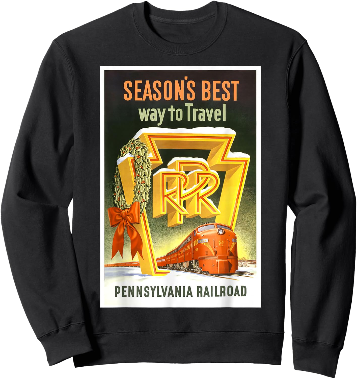 Pennsylvania PA Railroad Christmas Vintage Travel Shirt Sweatshirt - Sweatshirt | Black