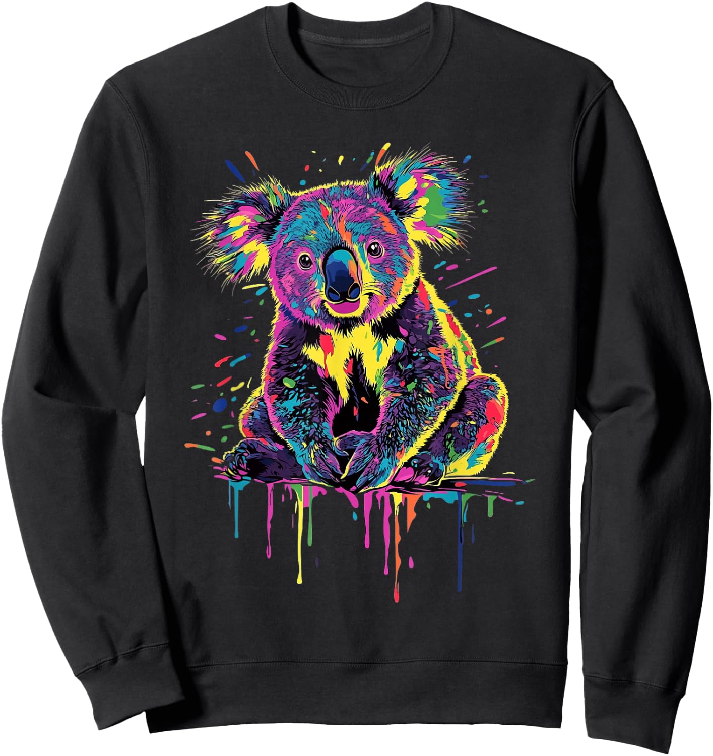 Koala Lovers Colorful Splash Art Koala Sweatshirt - Sweatshirt | Black