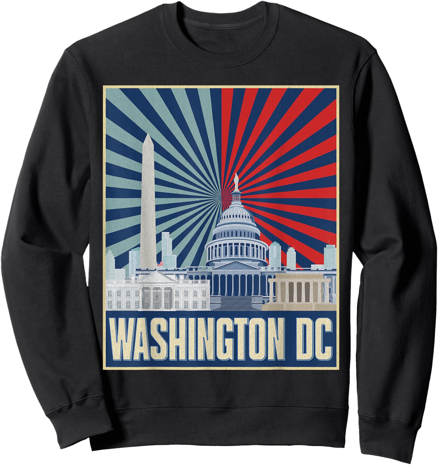 Retro Capitol Hill Washington DC American Flag 4th Of July Sweatshirt - Sweatshirt | Black
