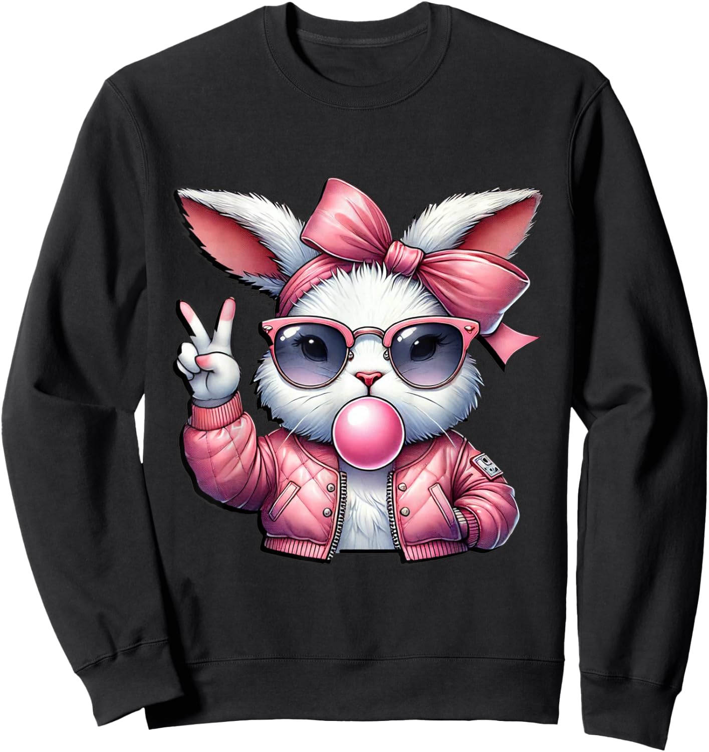 Cute Bunny Gothic Kawaii Egirl Alt Grunge Streetwear Sweatshirt - Sweatshirt | Black
