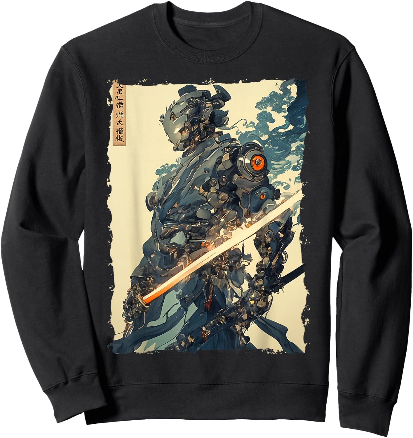 Cyber Samurai Mecha Ronin Futuristic Japan Sweatshirt - Sweatshirt | Black