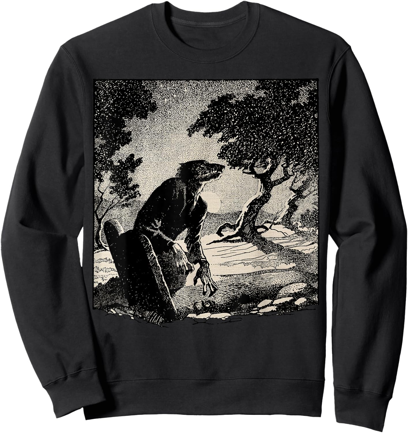 Cemetery Halloween Monster Vintage Horror Movie Werewolf Sweatshirt - Sweatshirt | Black