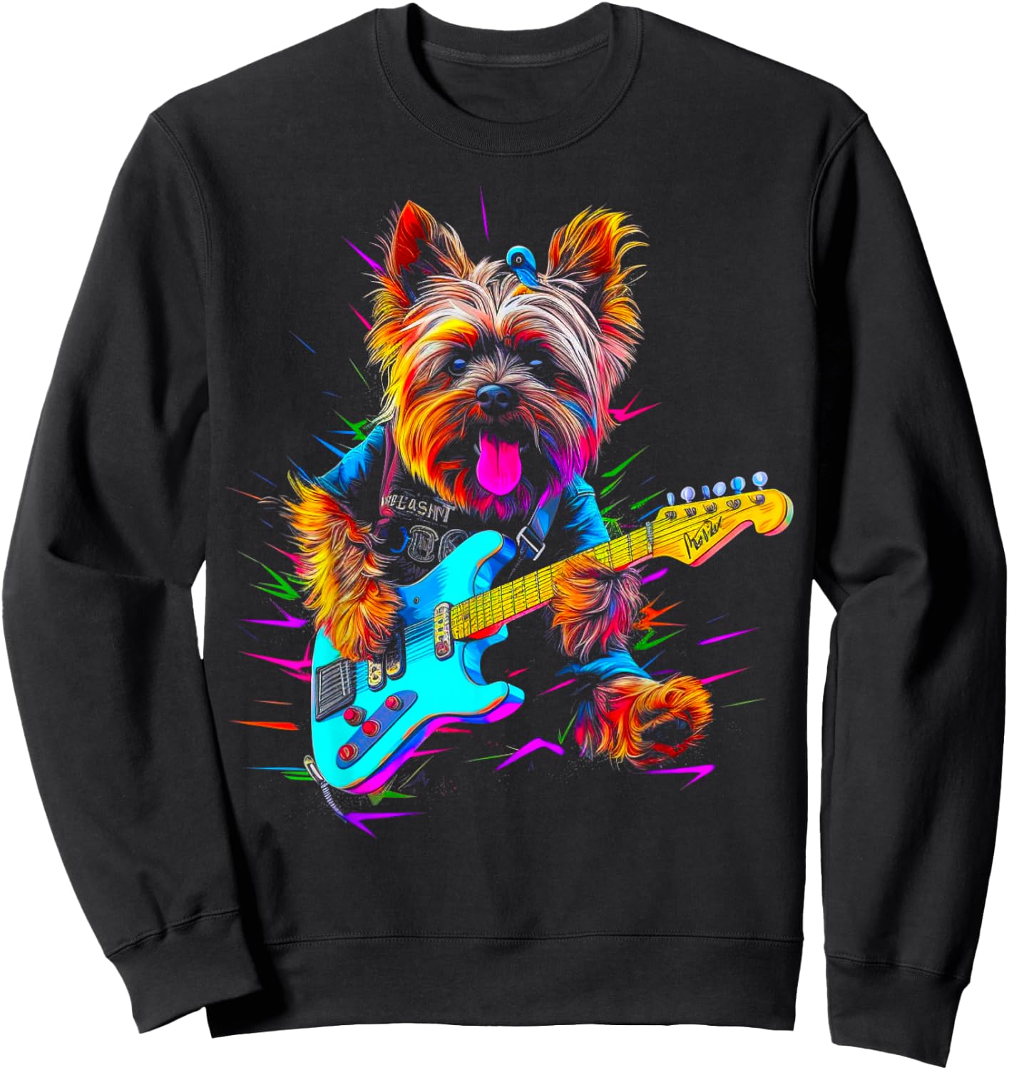 Yorkie Dog Yorkshire Terrier Guitarist Sweatshirt - Sweatshirt | Black