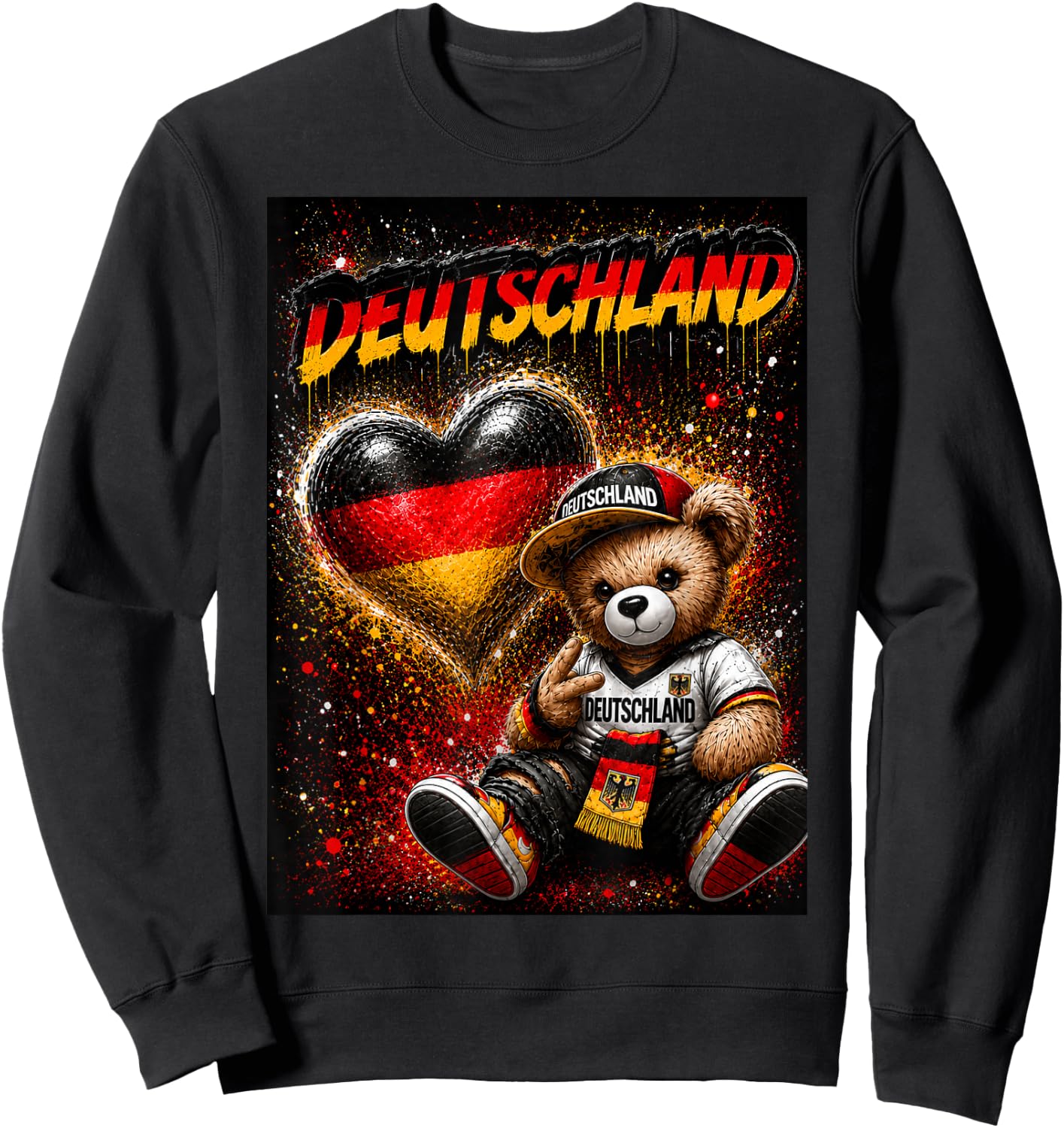 Deutschland Trikot Deutsche Flagge Germany Sweatshirt - Sweatshirt | Black